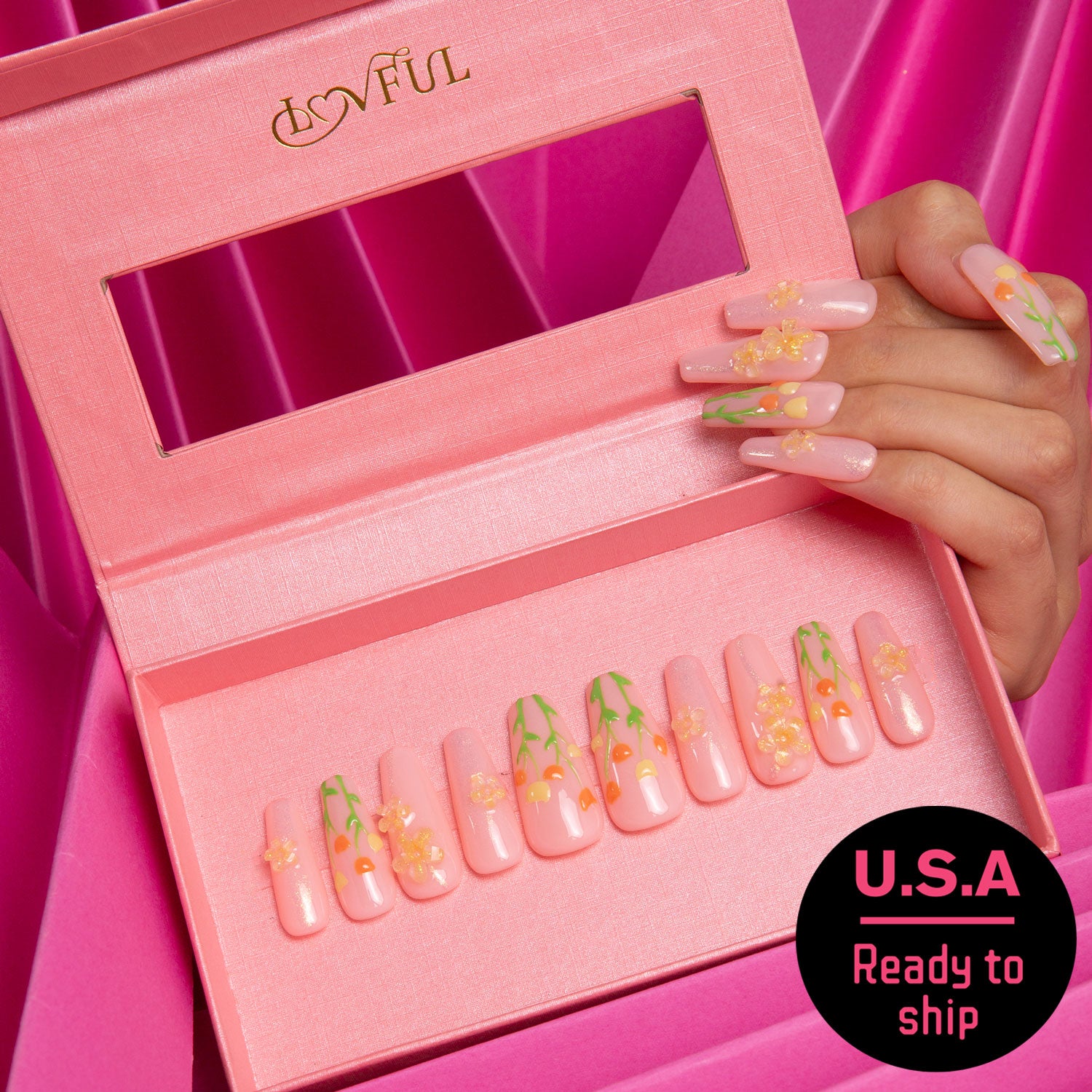 Flower Refresher Handmade Coffin Nails H313 RTS