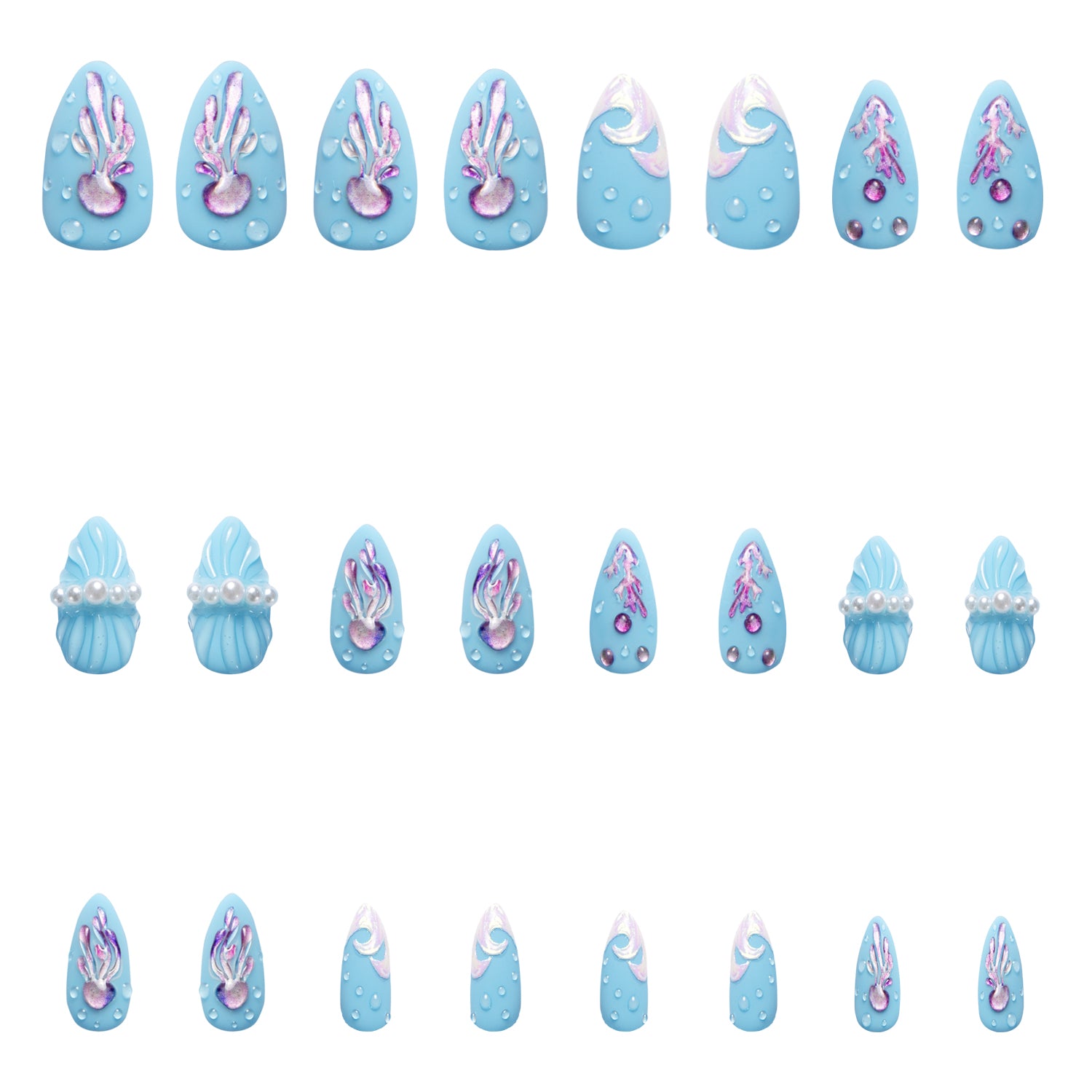 Coral Rhapsody Handmade Nails 24pcs H323