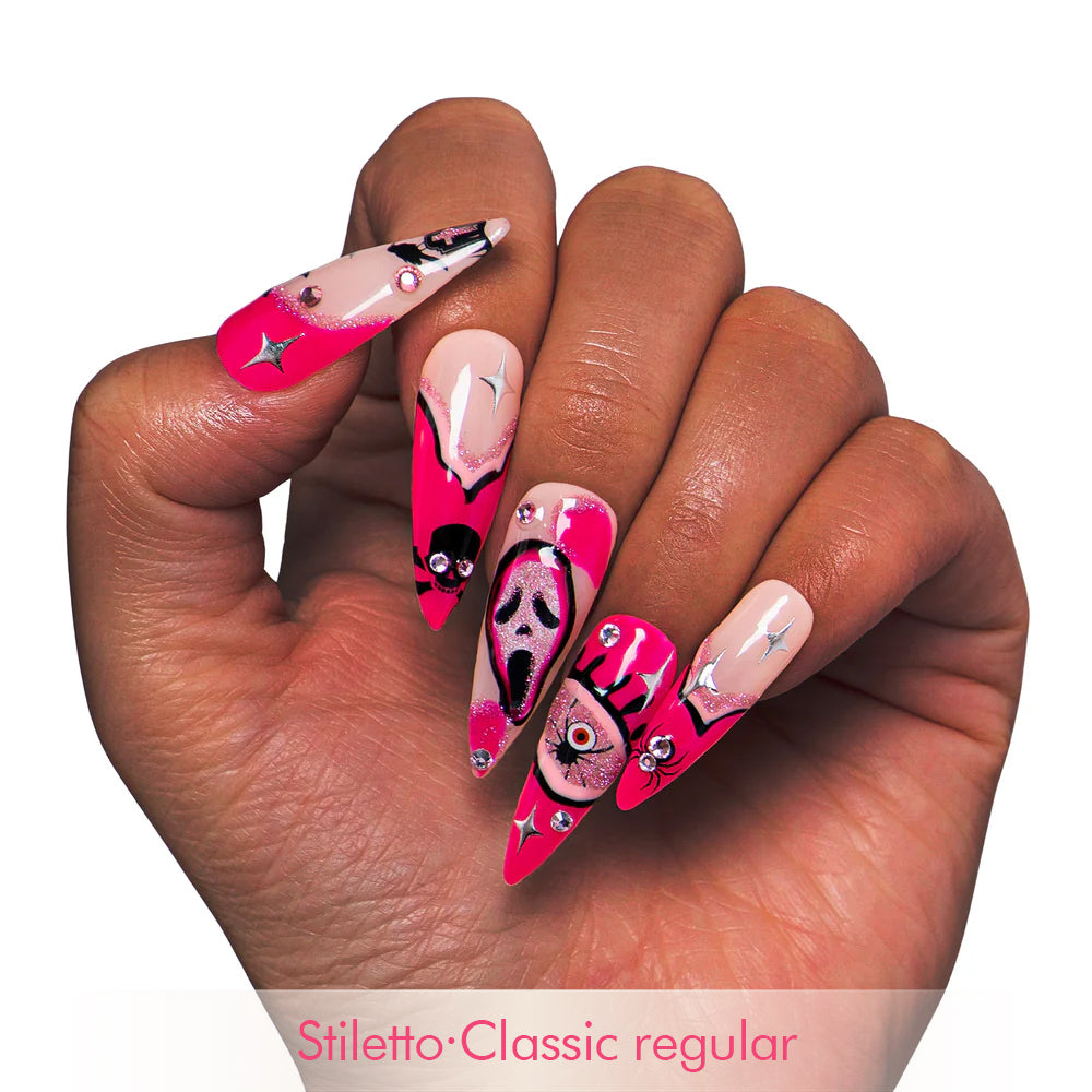Pink Scream Handmade Nails GLOW IN THE DARK H338