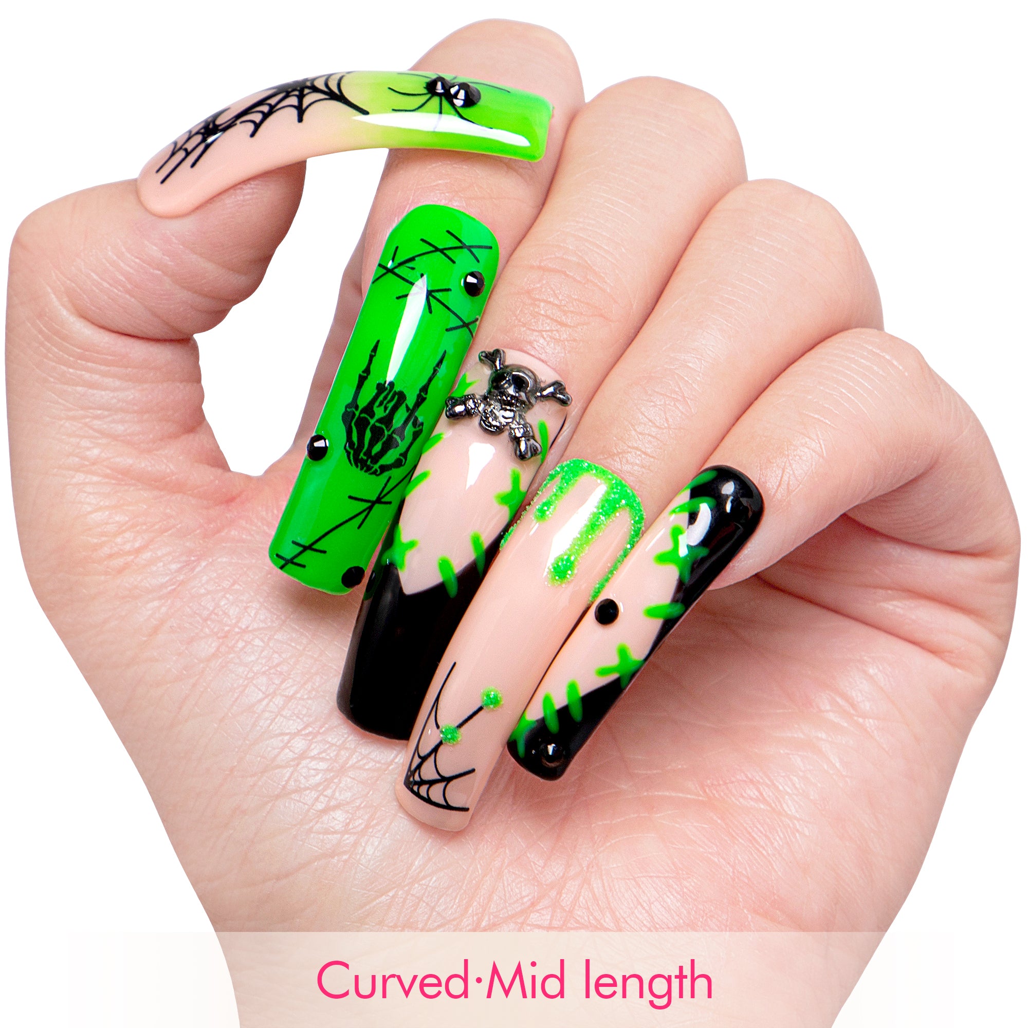 Luminous Lurker Handmade Nails GLOW IN THE DARK H339
