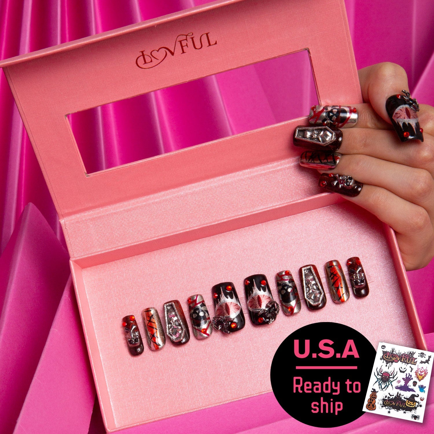 Bloody Scary Farm Handmade Square Nails H340 Rts