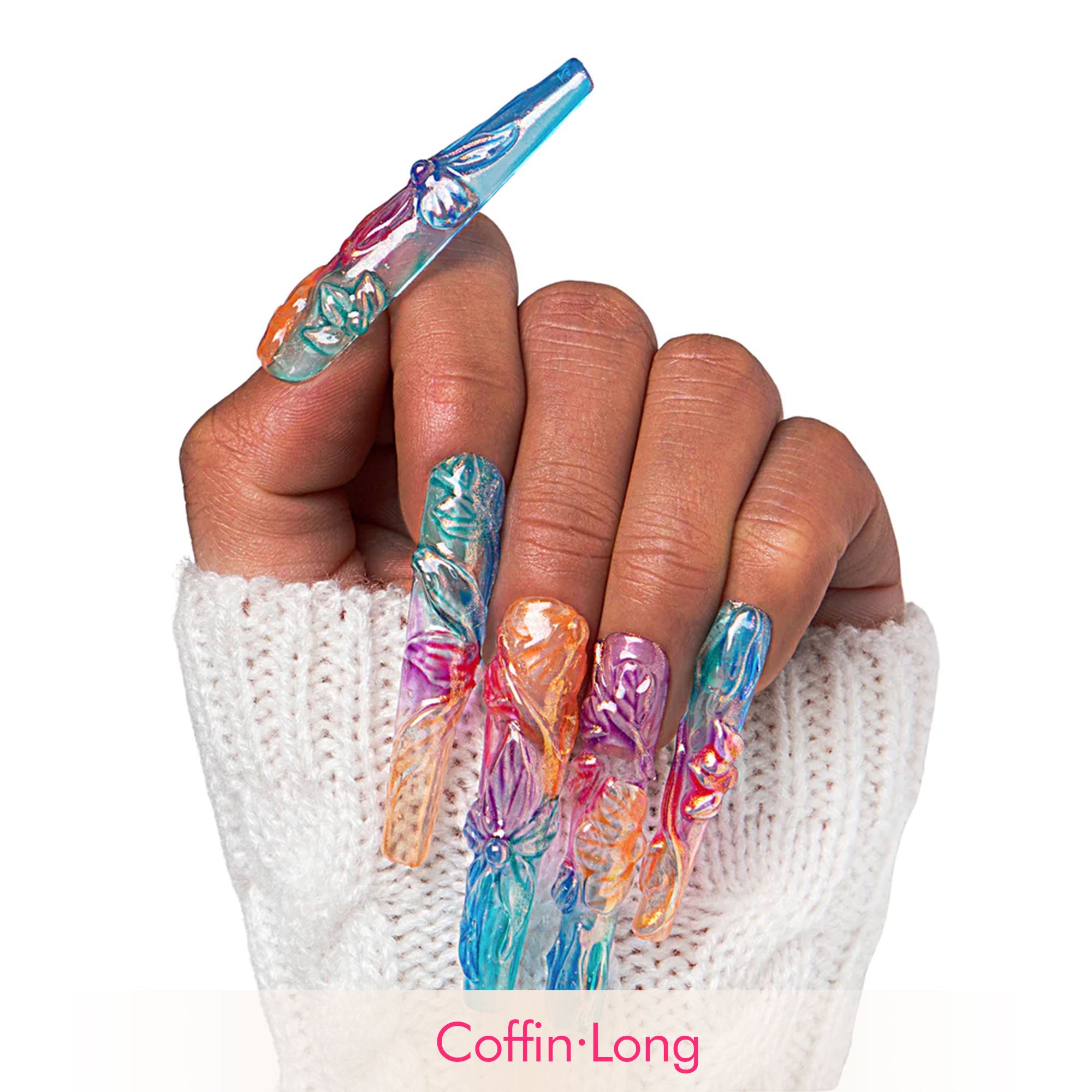 Charming Rainbow Handmade Nails H341