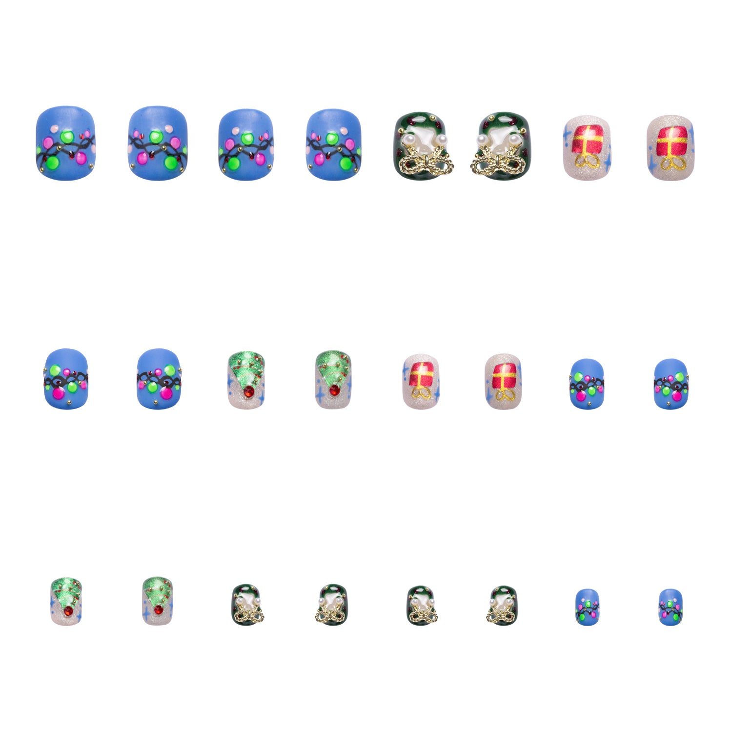 Christmas Cheer Handmade Nails 24pcs H348