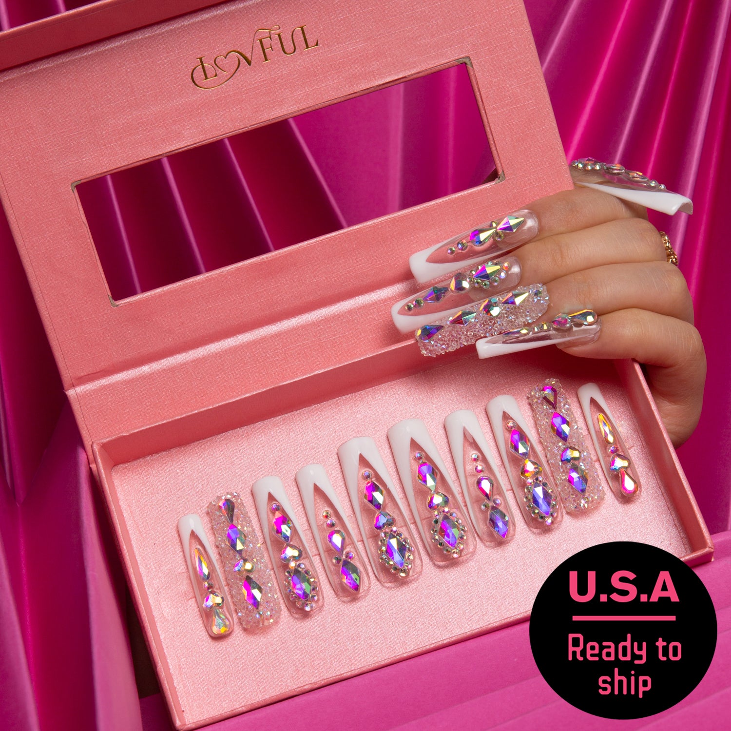 Aurora Light Press On Nails - Ready to Ship, Square Nails