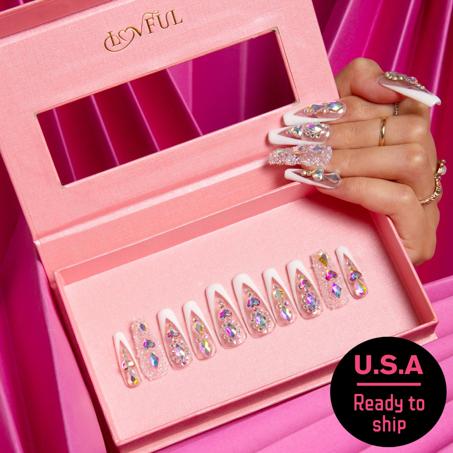 Aurora Light Handmade Coffin Nails H36 RTS