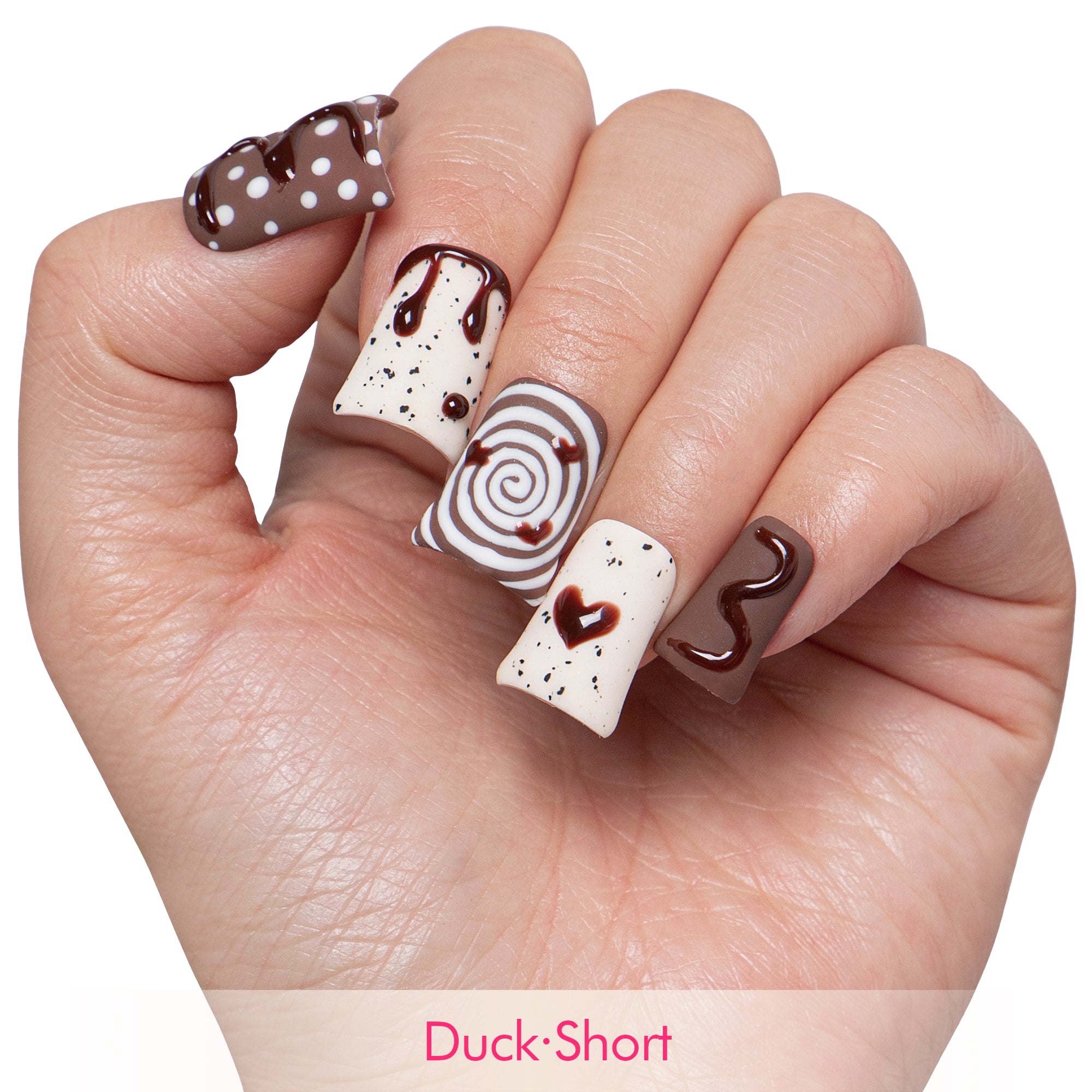 Cocoa Swirls Handmade Nails H369