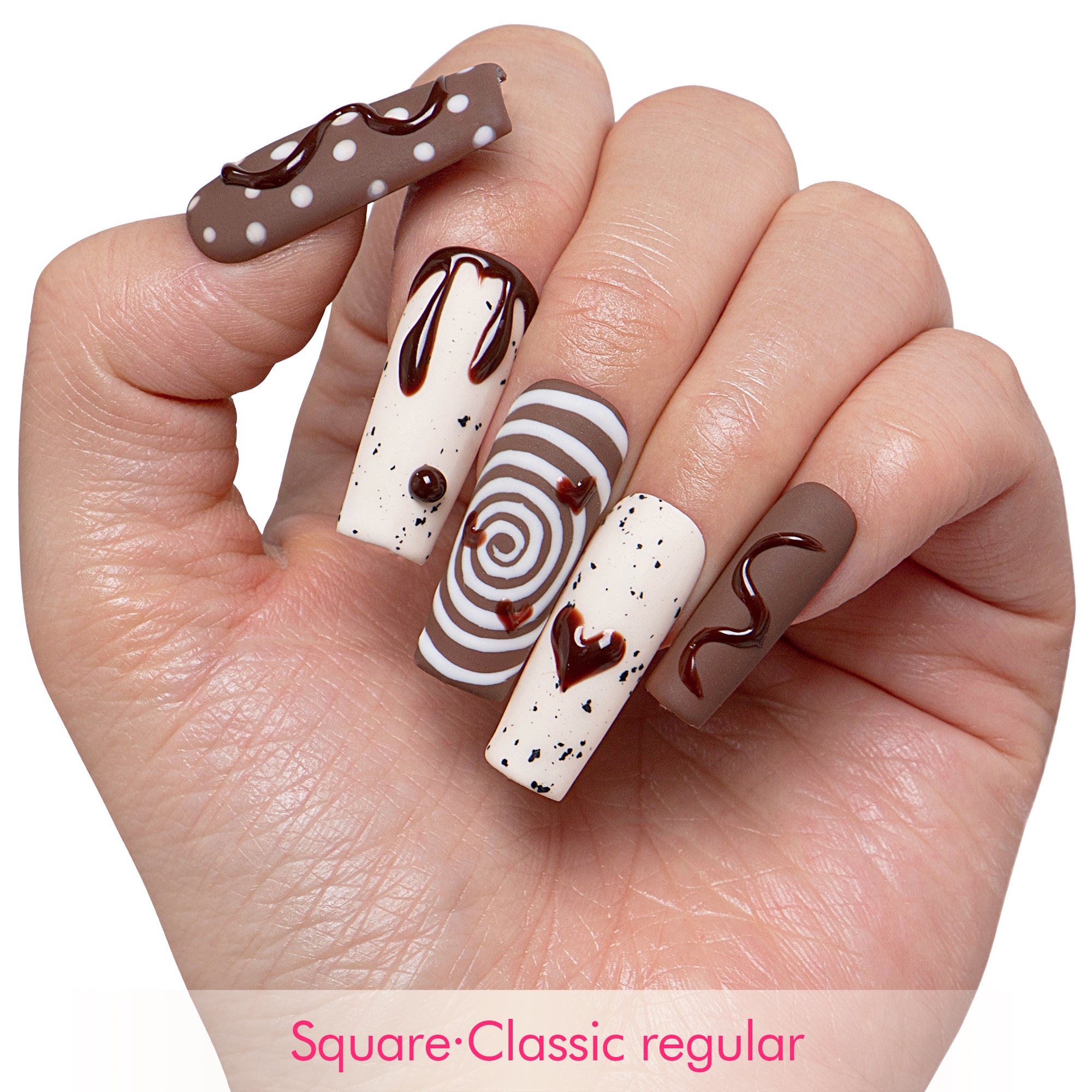 Cocoa Swirls Handmade Nails H369
