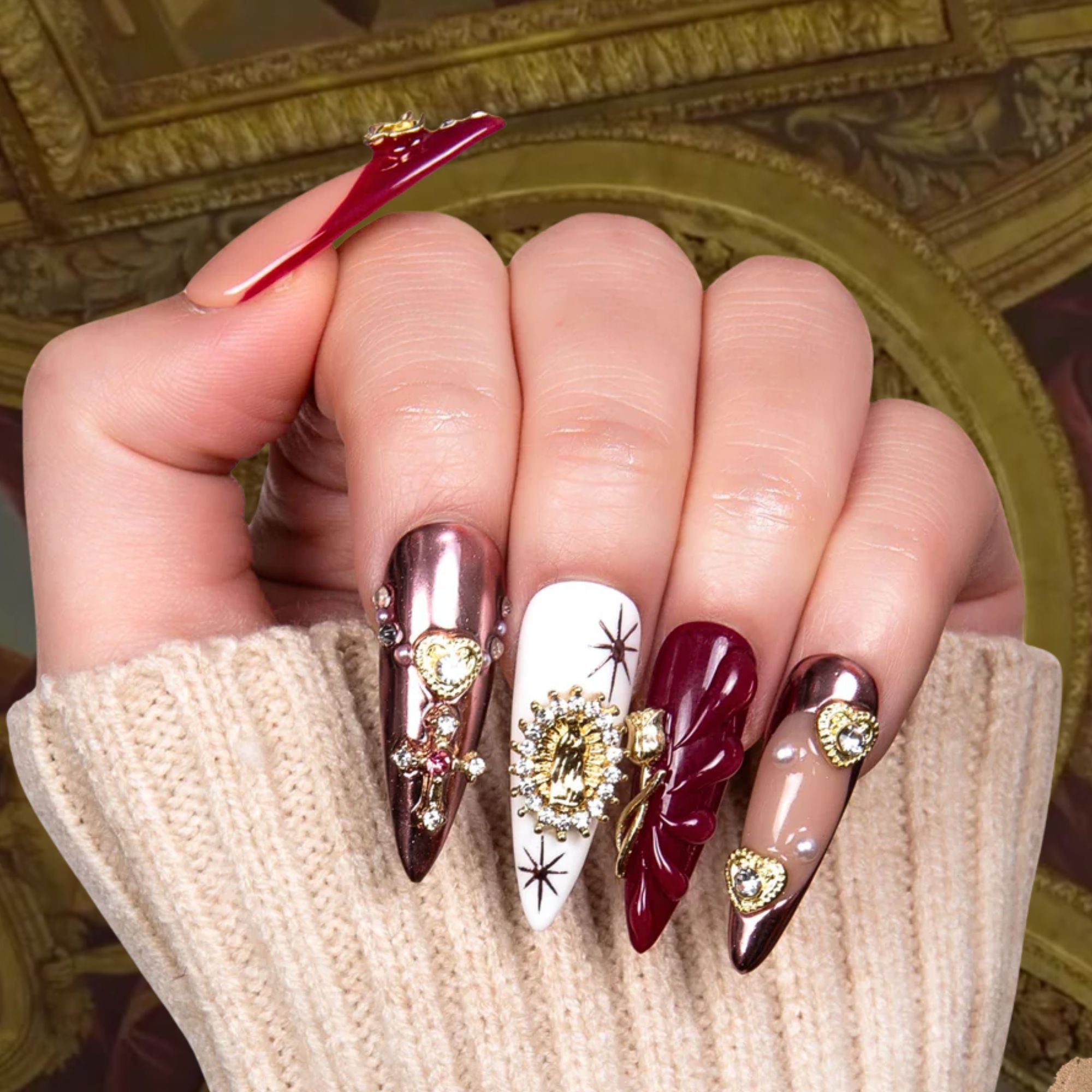 Royal Crimson Handmade Nails H383