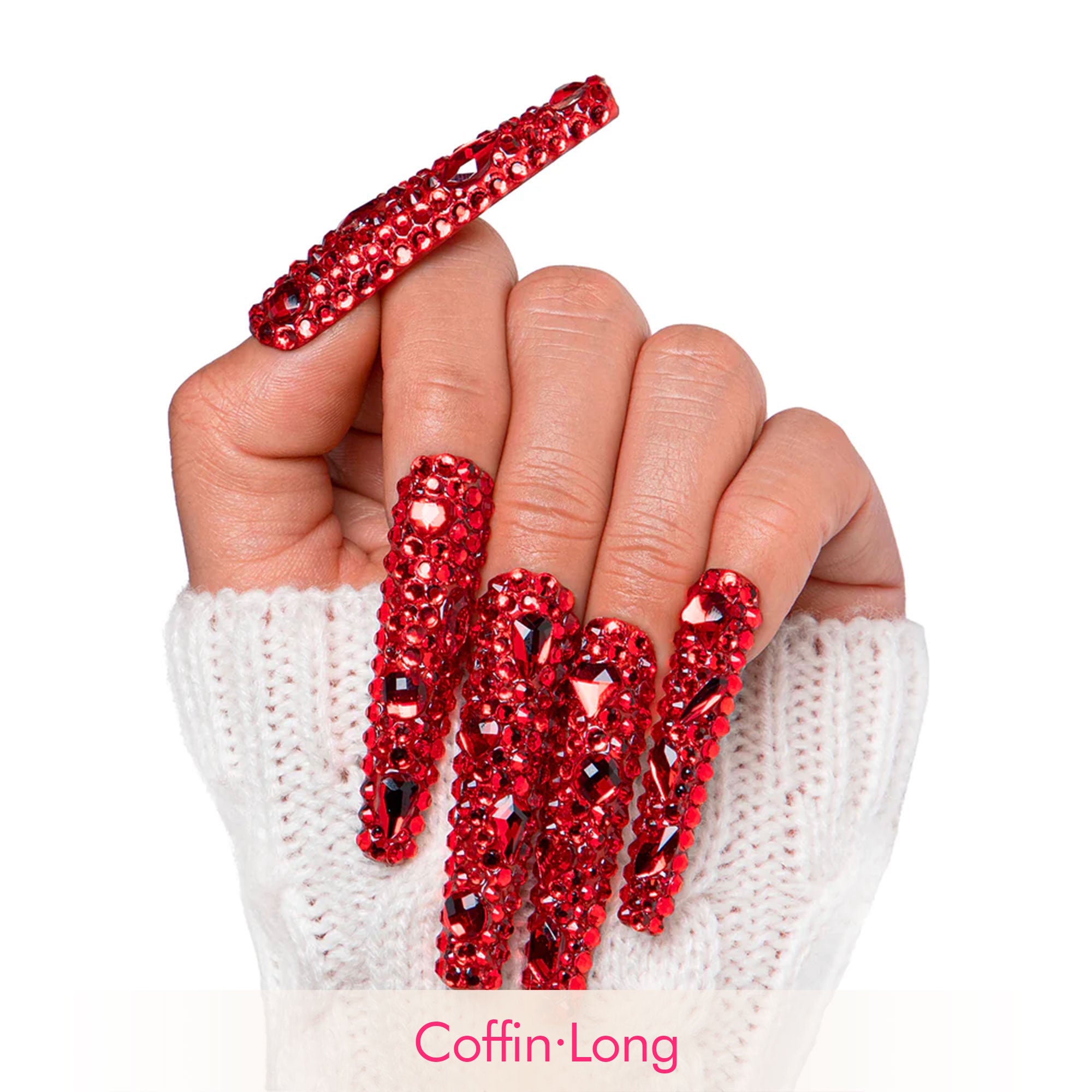 Flaming Sex Red Handmade Nails H39