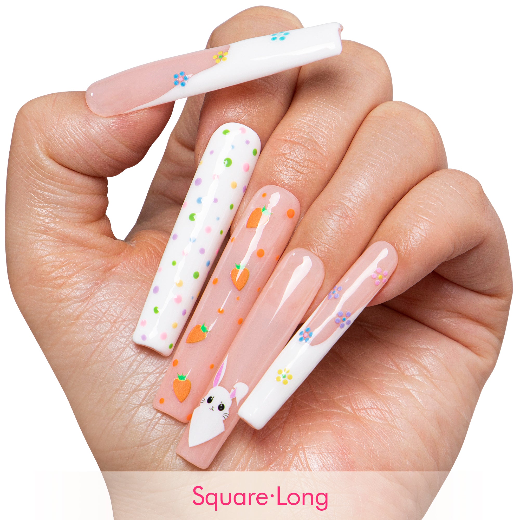 Sweet Bunny Blooms Handmade Nails H404