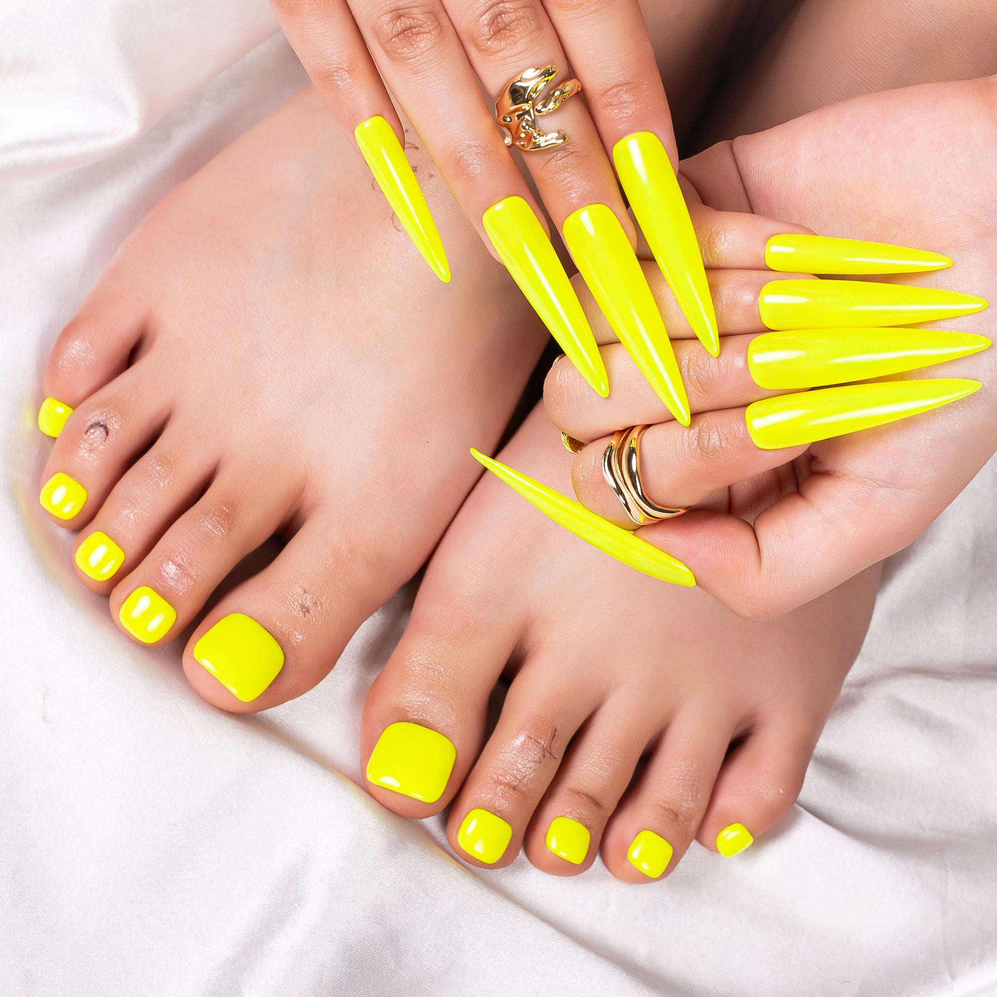 Sour Lemon Combo Set Handmade Press on Nails H423+T423