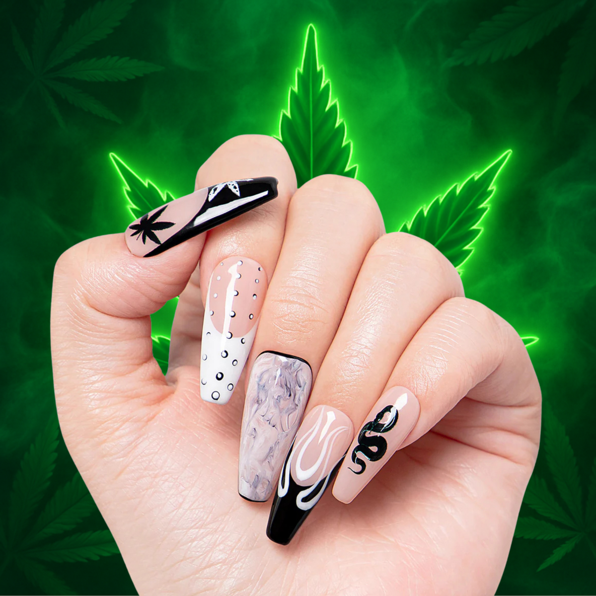 Midnight strain Handmade Nails H428