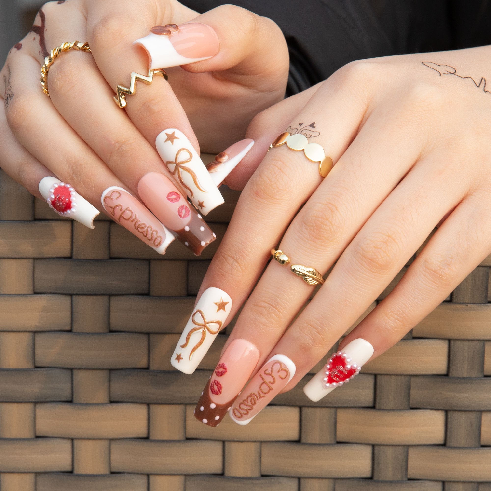 Sabrina’s Brown Sugar Shakin Espresso Handmade Nails H436