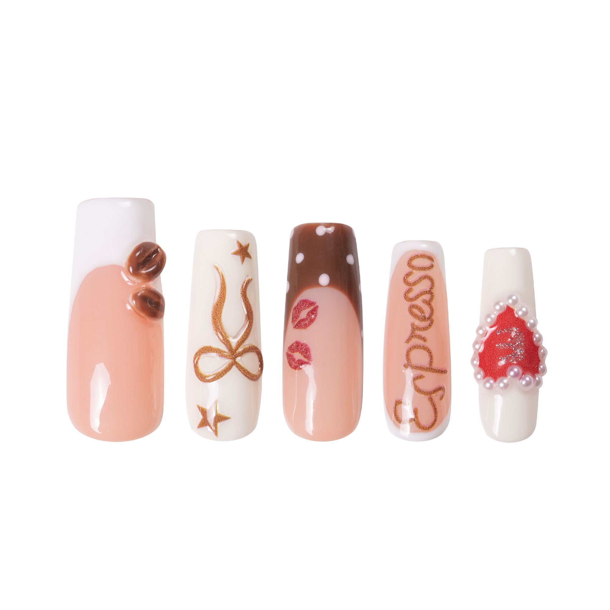 Sabrina’s Brown Sugar Shakin Espresso Handmade Nails H436