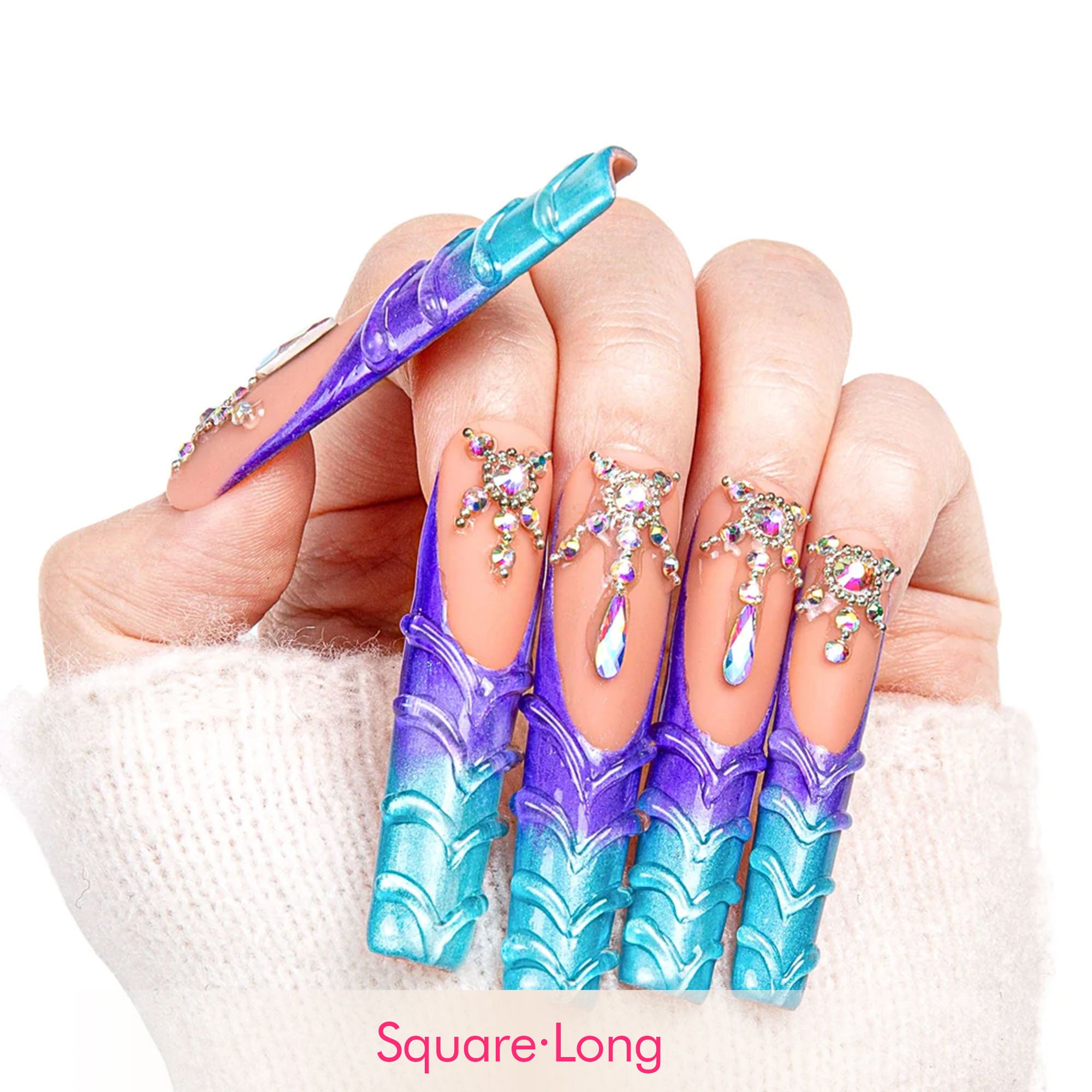 Mermaid Tail Handmade Nails H44