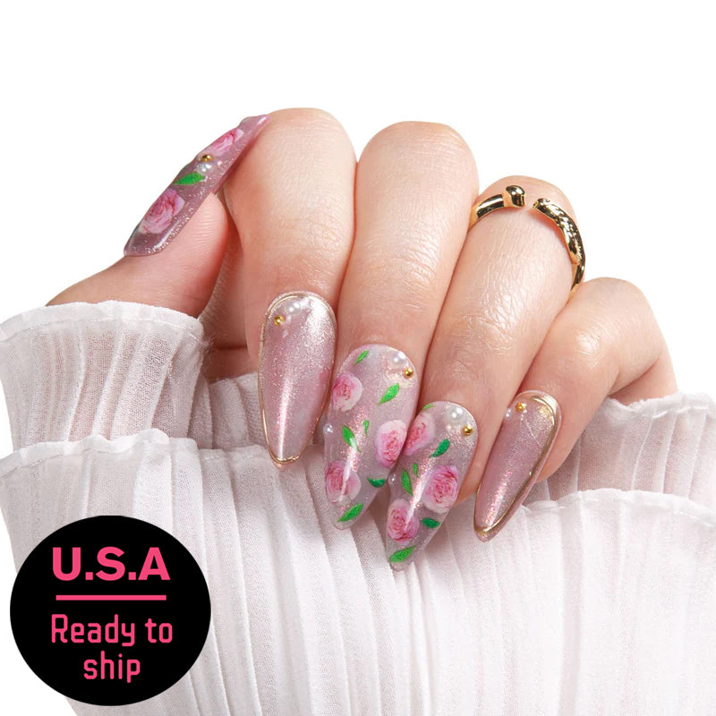 Victorian Rose Handmade Nails H440 RTS