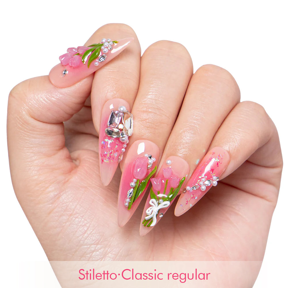 Blushing Tulips Handmade Nails H459