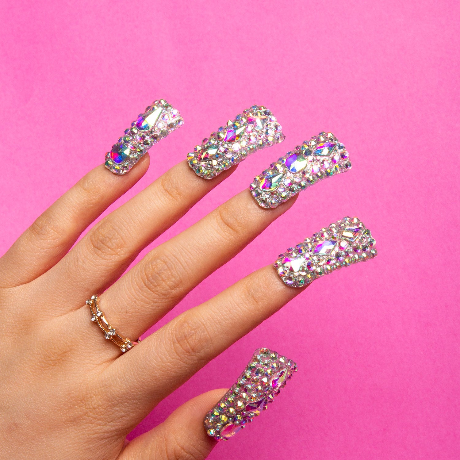 Eternal Stunning Rhinestone Handmade Duck Nails H46 RTS