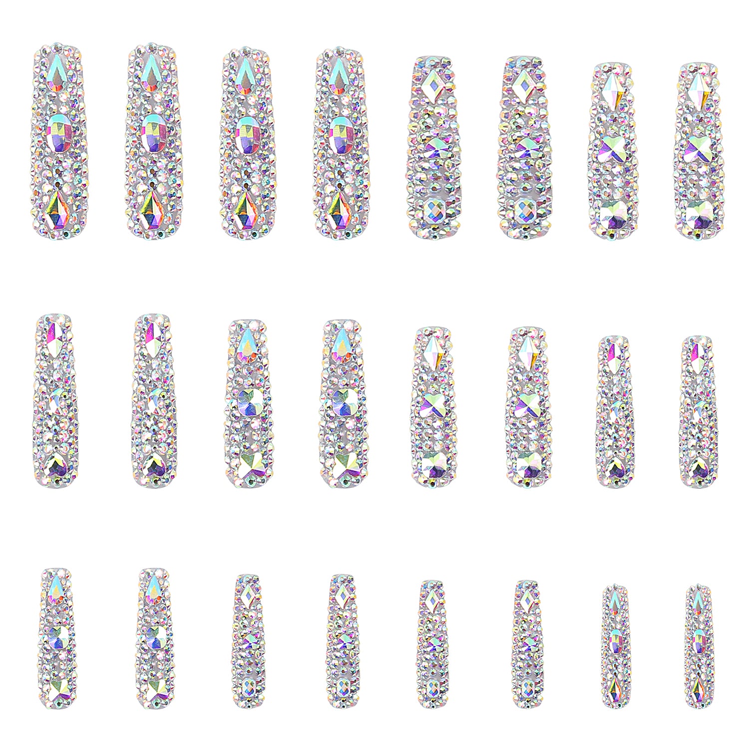 Eternal Stunning Rhinestone Handmade Nails 24pcs H46