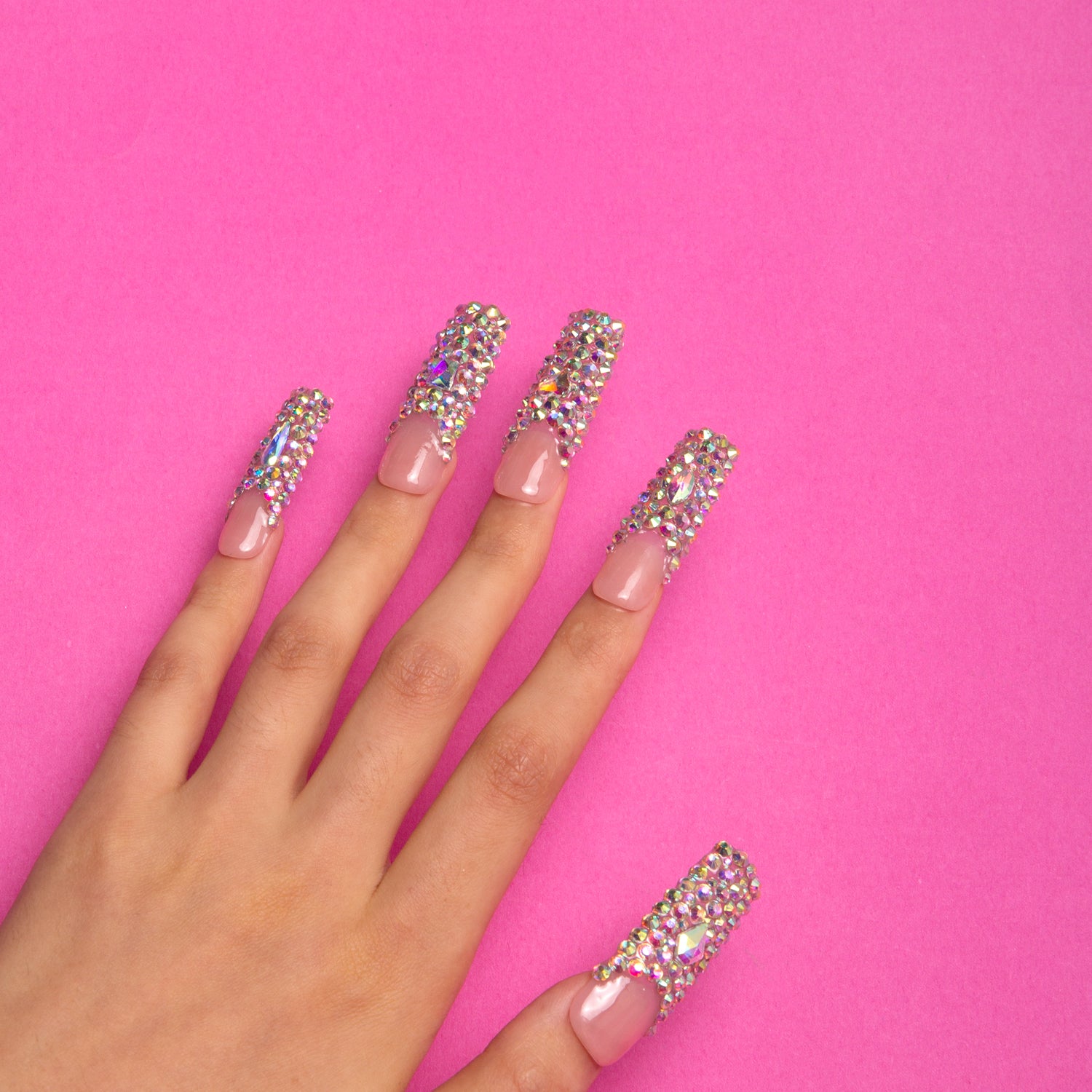 Angel's Tear Rhinestone Handmade Square Nails H48 RTS