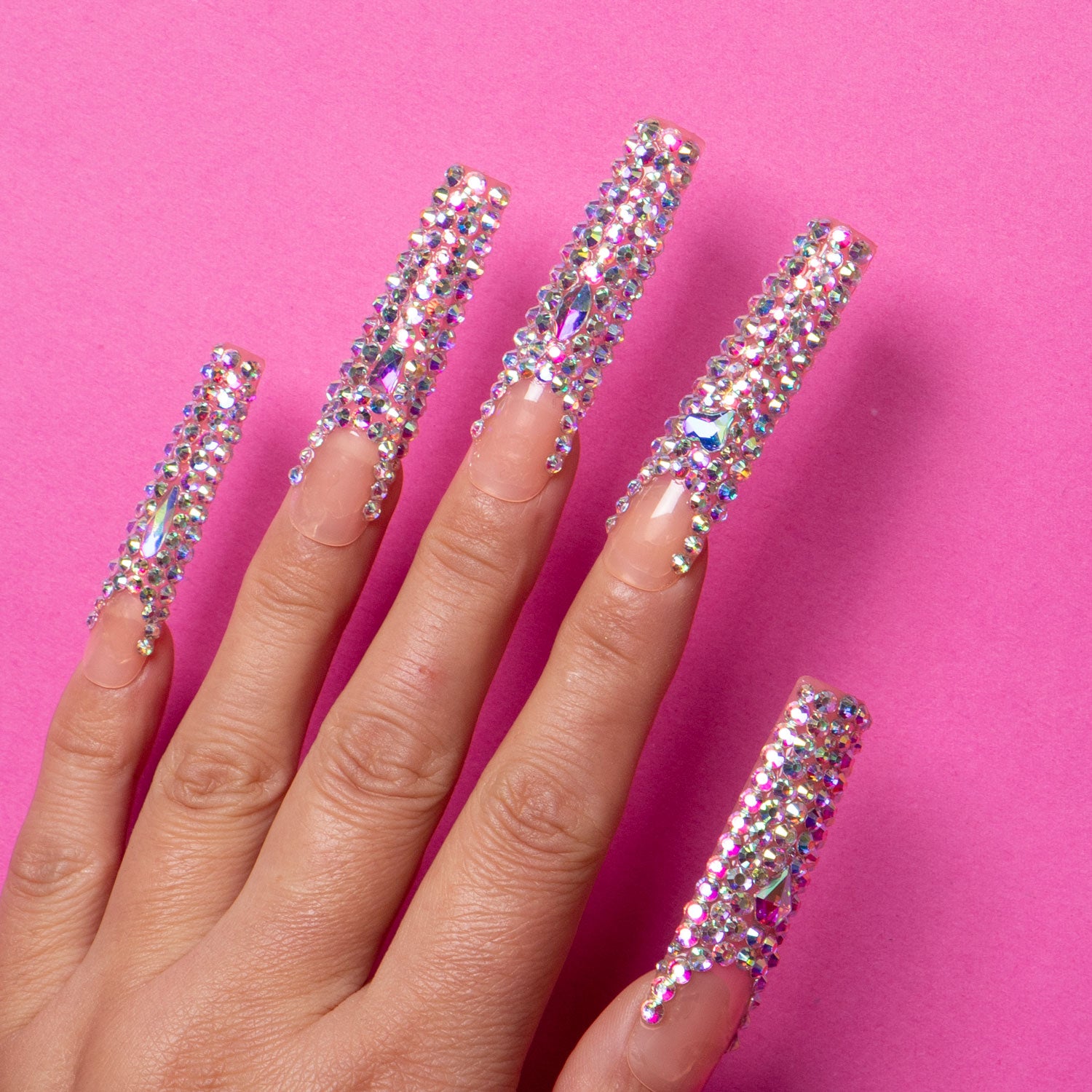 Angel's Tear Rhinestone Press-On Nails - Celestial Design