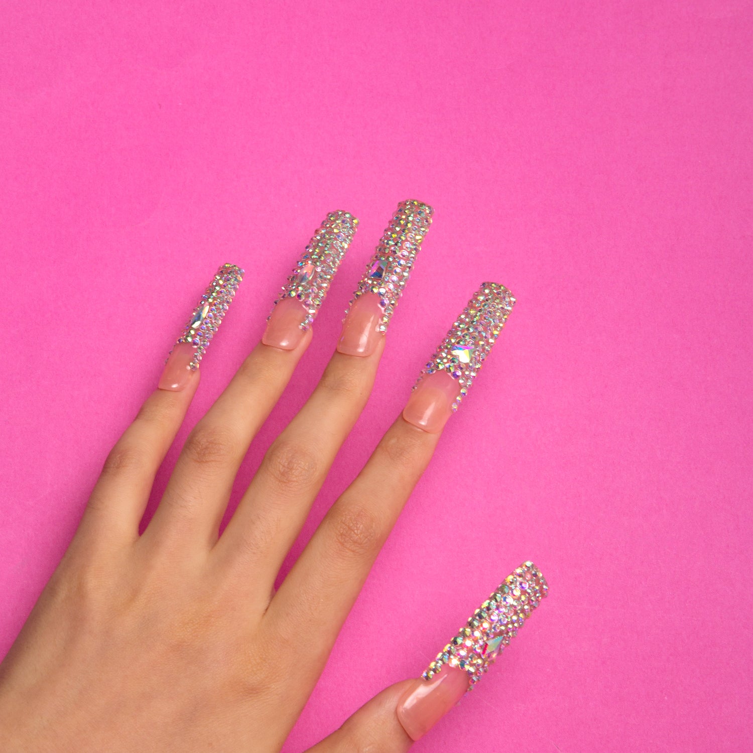 Angel's Tear Rhinestone Handmade Square Nails H48 RTS