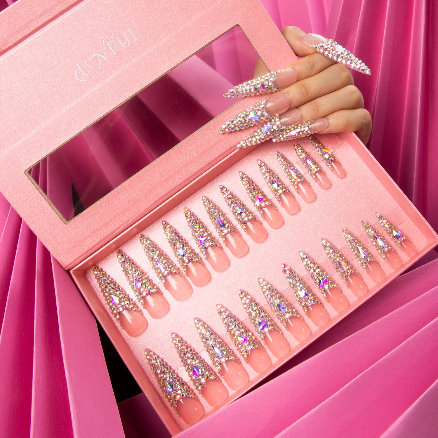 Angel's Tear Rhinestone Press On Nails by Lovful