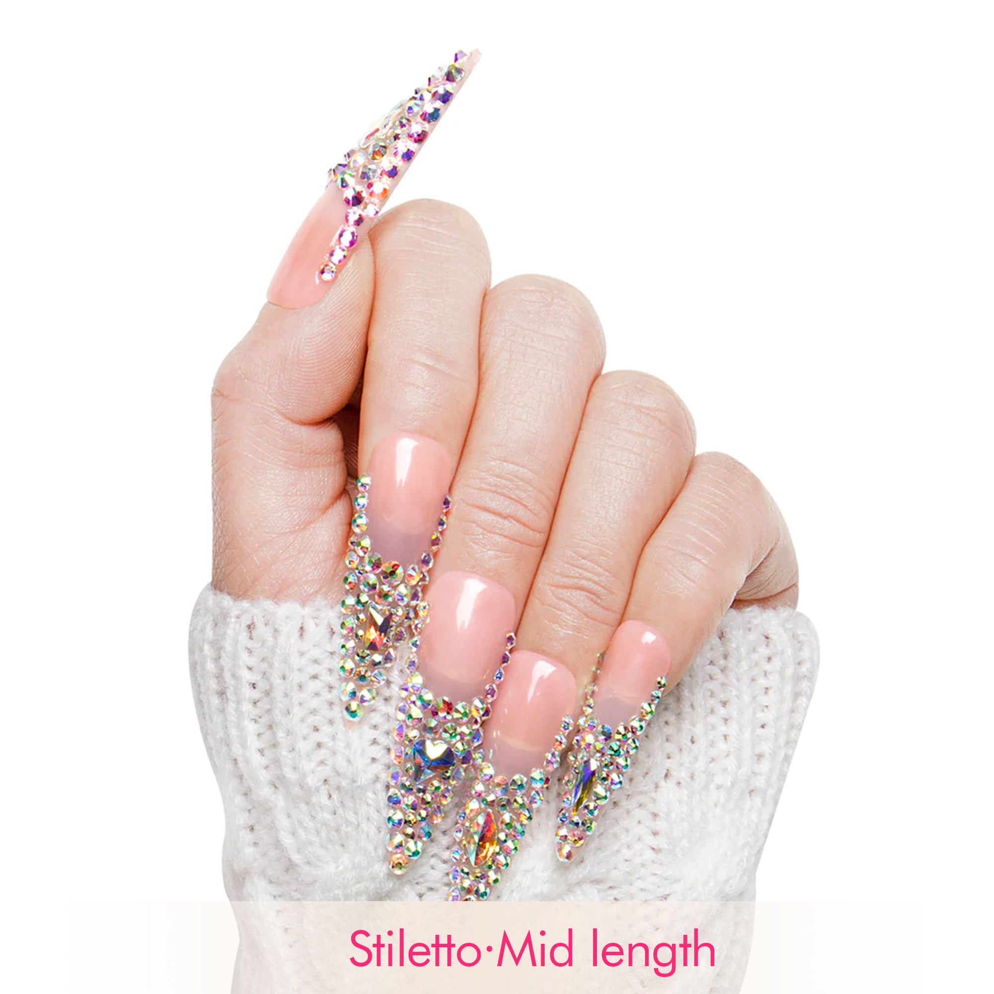 Angel's Tear Rhinestone Handmade Nails H48