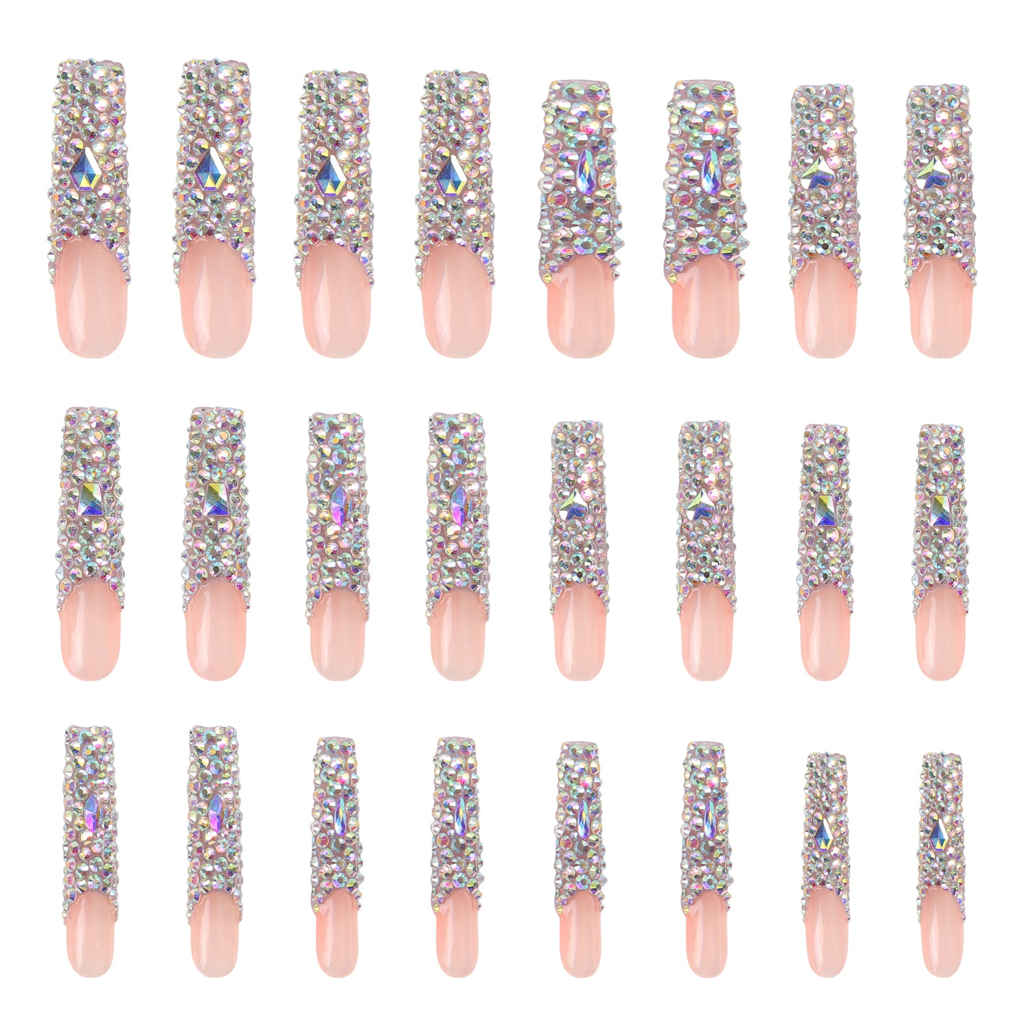 Angel's Tear Rhinestone Press-On Nails - 24pcs