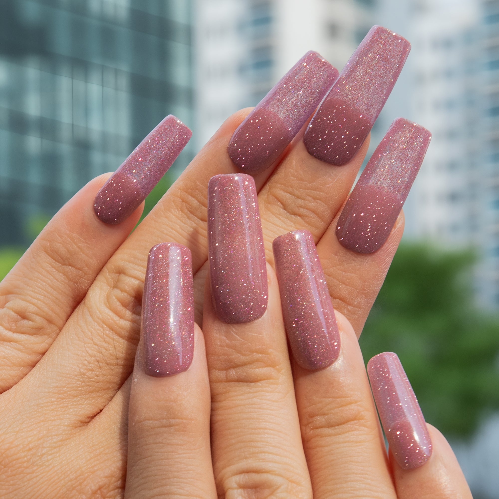 Pink Stardust Handmade Nails H529