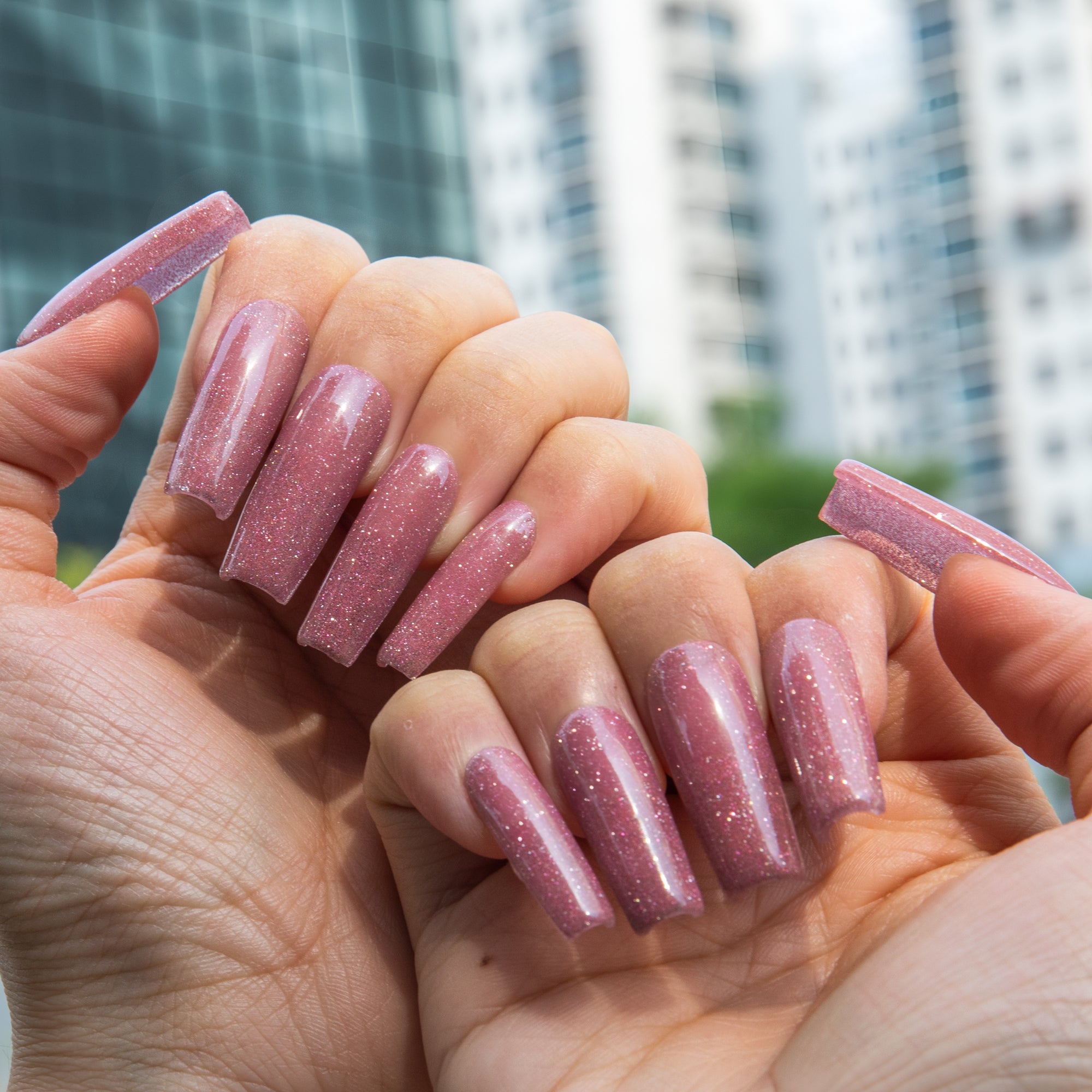 Pink Stardust Handmade Nails H529