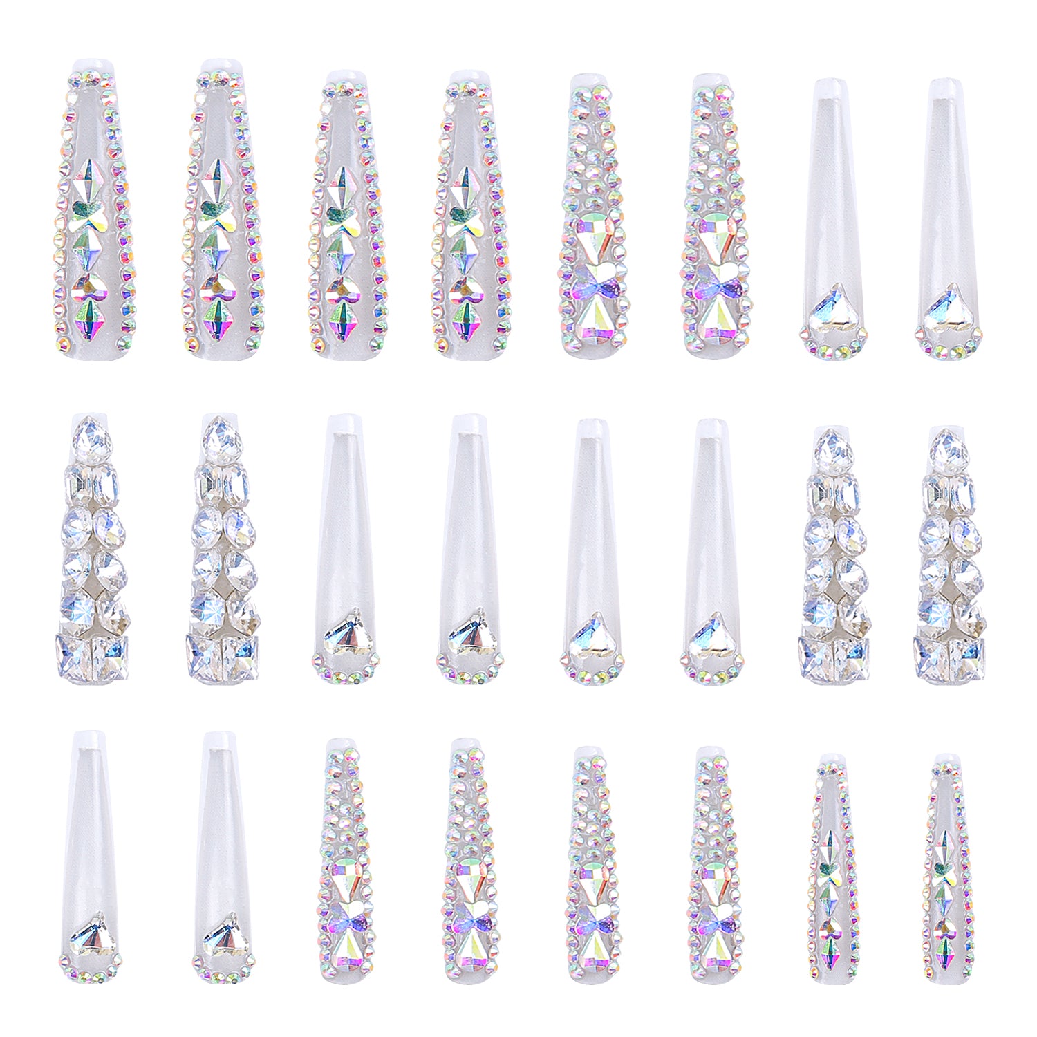 Chance French Tip Press-on Nails with K9 Diamonds