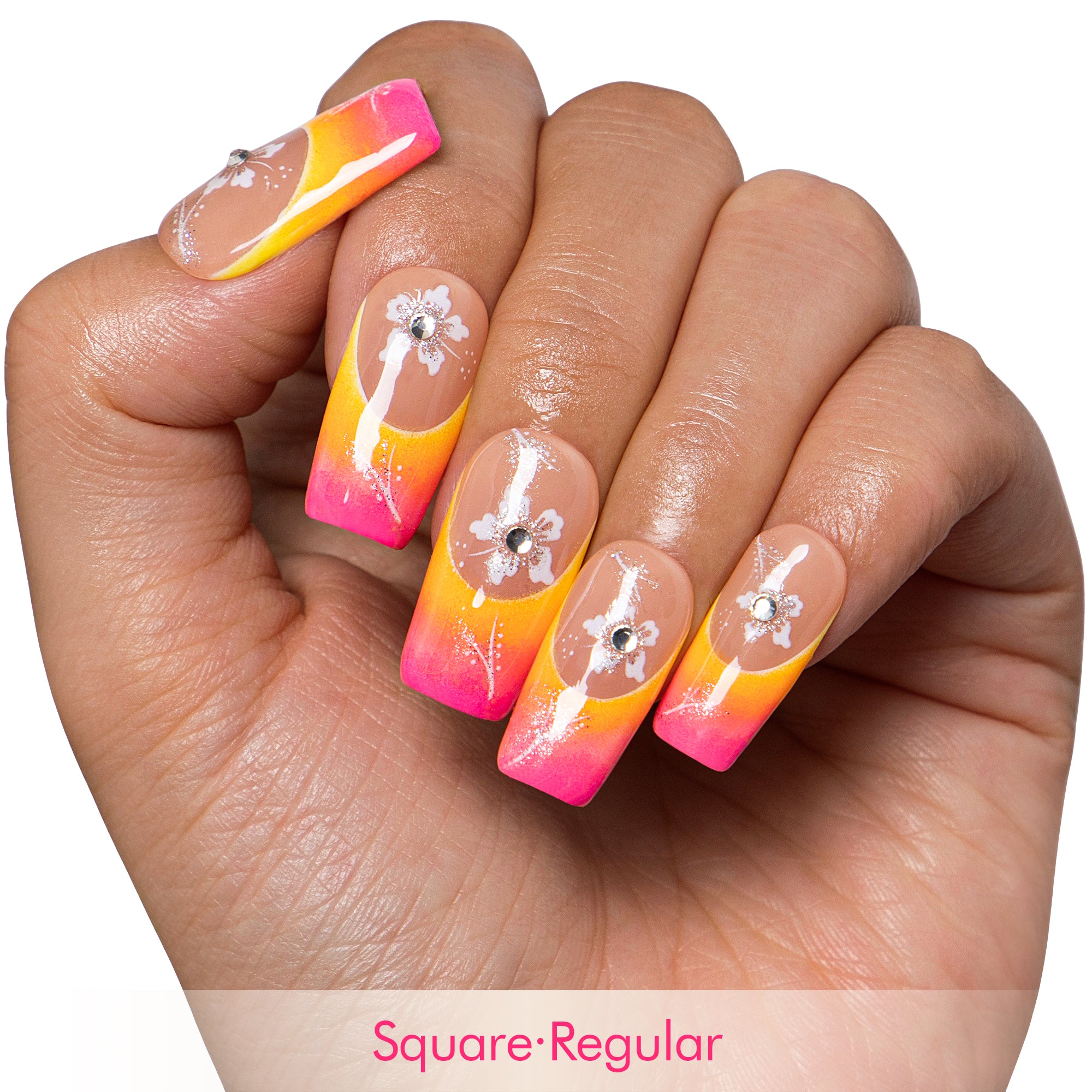Sunset Bloom Handmade Nails H541