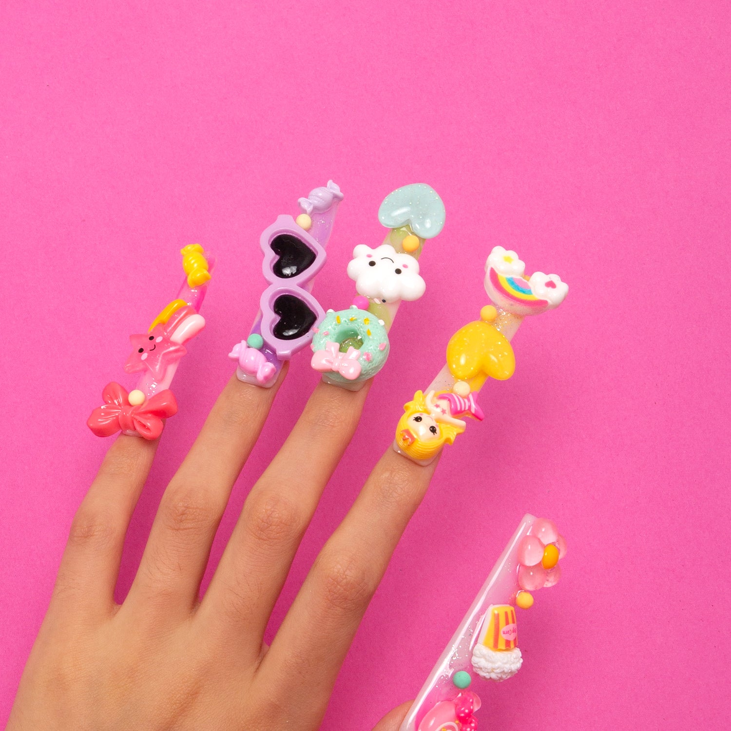 Candy Junk Press-on Nails with fun accessories