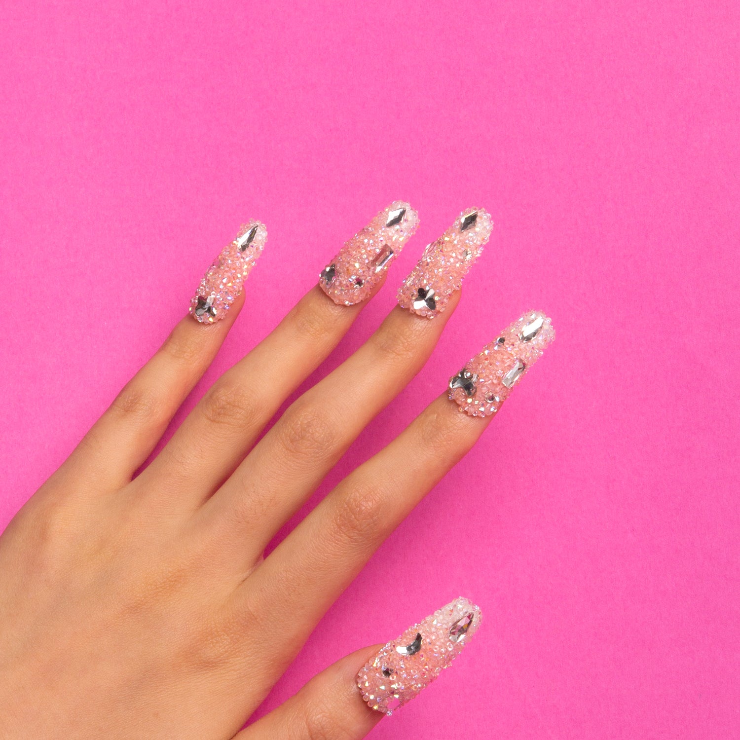 Berry Shake Pink Handmade Coffin Nails H56 RTS