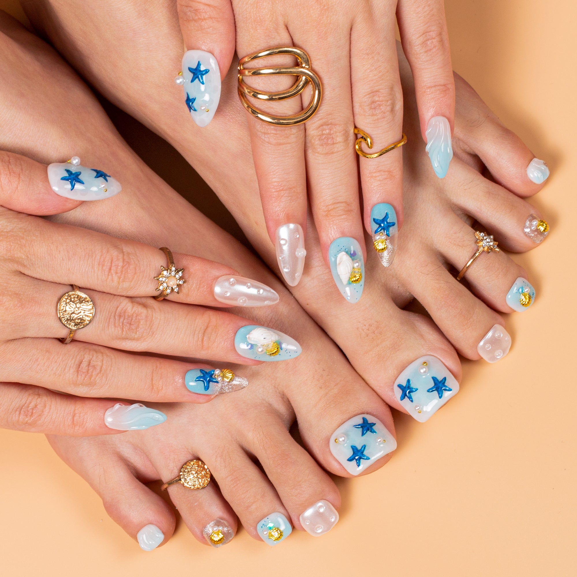 Starfish Kisses Combo Set Handmade Nails H560+T560