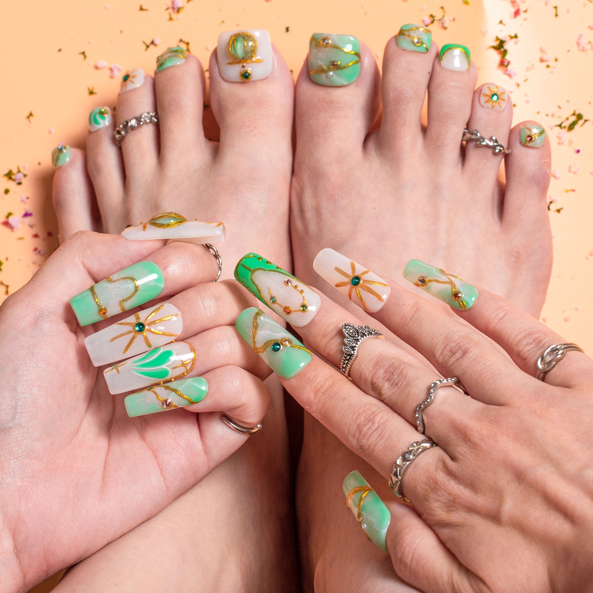 Celestial Libra Dream Combo Set Handmade Nails H588+T588