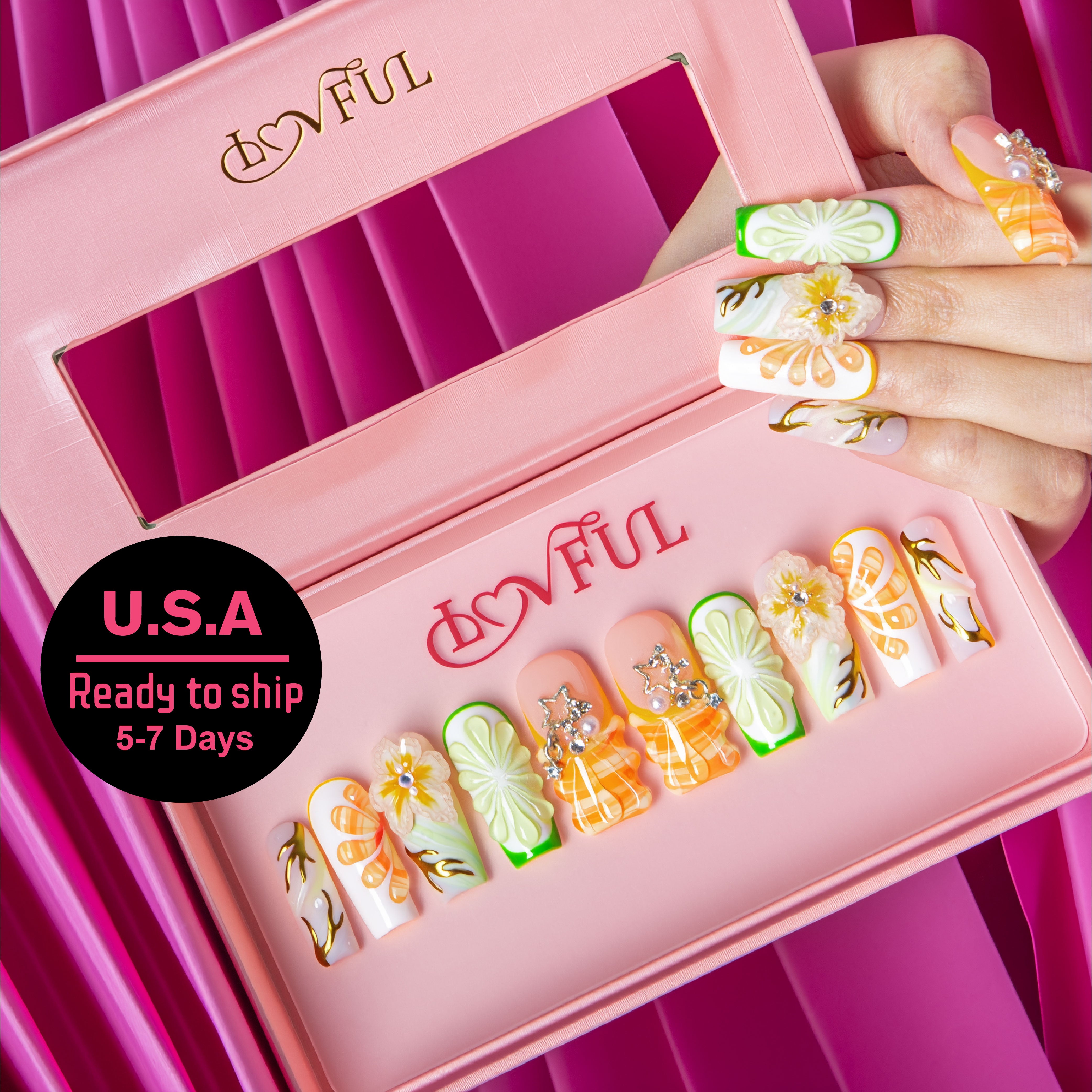 Juicy But Jaded Handmade Square Nails H605 RTS