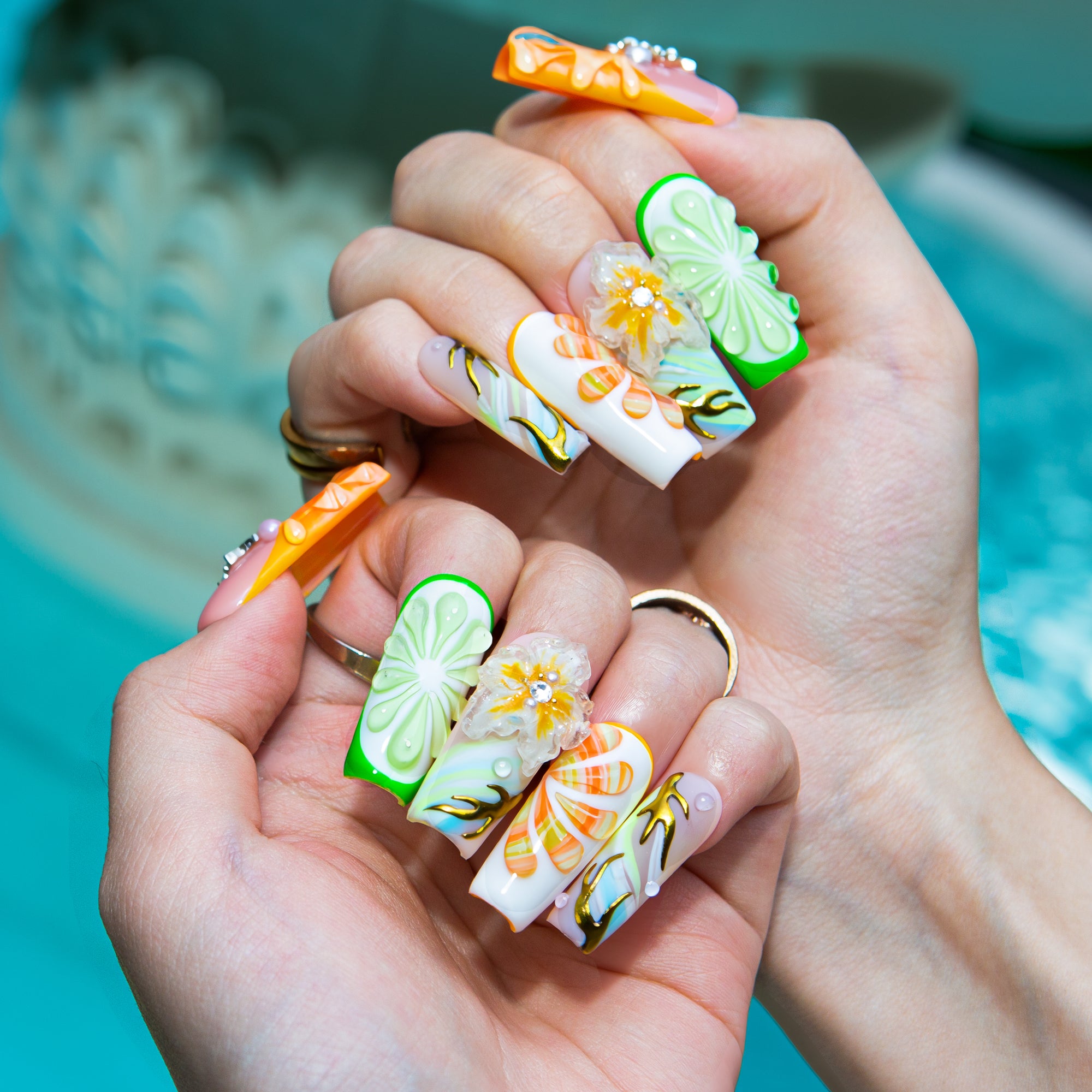 Juicy But Jaded Handmade Square Nails H605 RTS