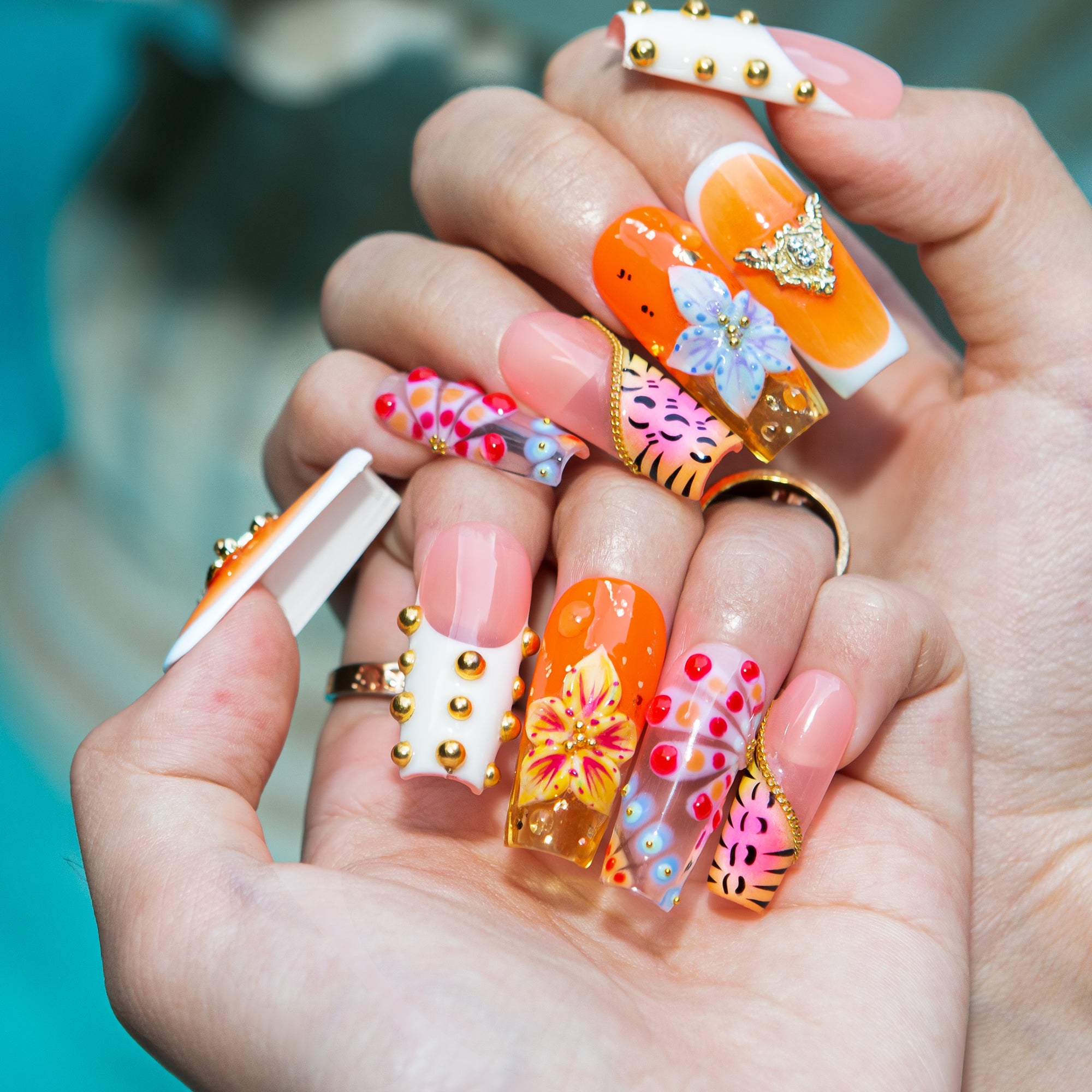 Tropical Trouble Handmade Nails H612