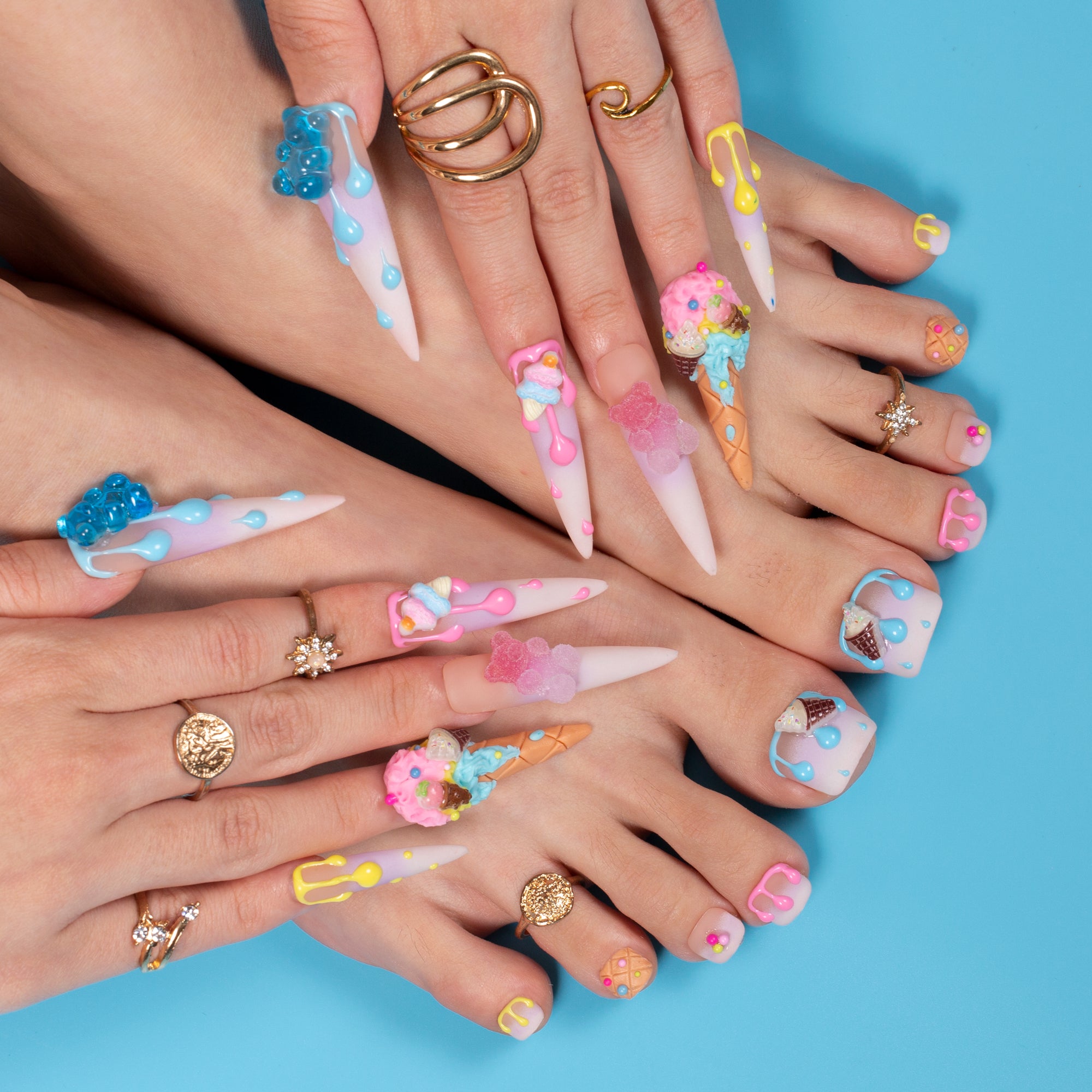 Drippin’ Not feelin’  Combo Set Handmade Nails H618+T618