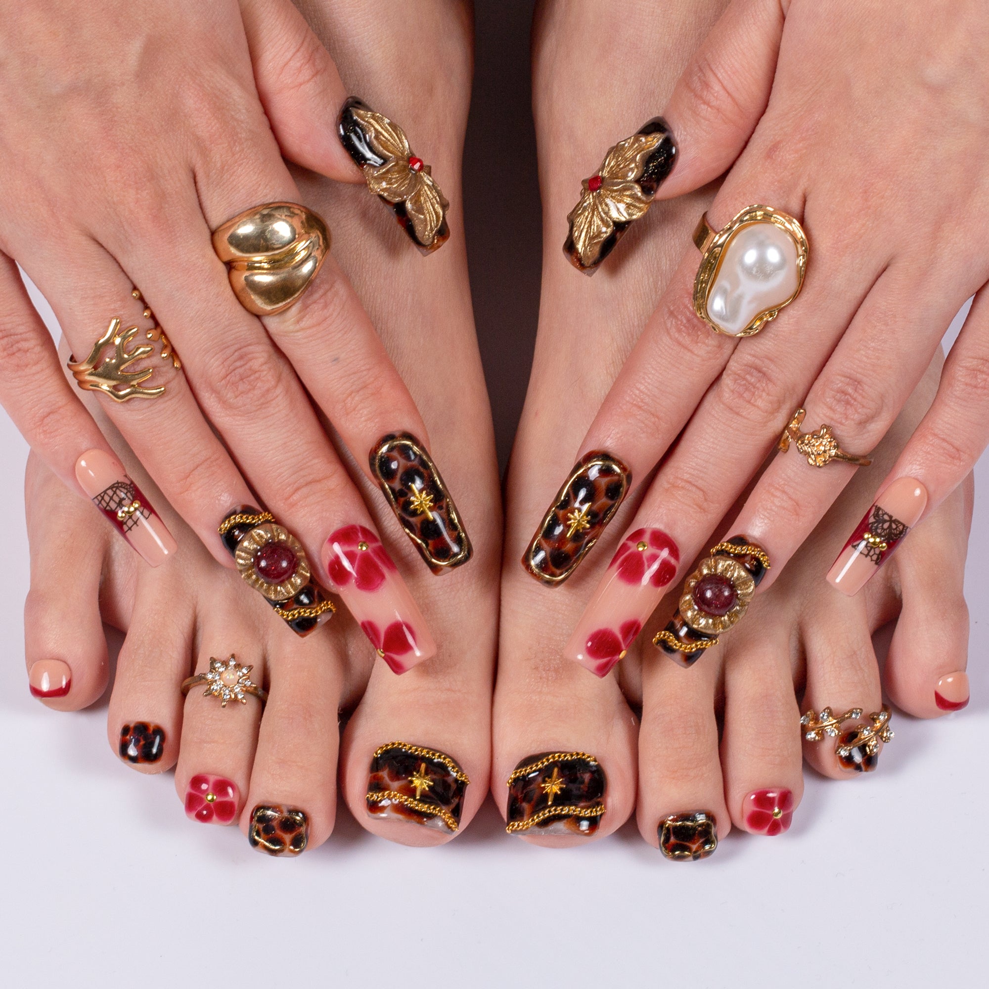 Sinner’s Bloom Combo Set Handmade Nails H623+T623