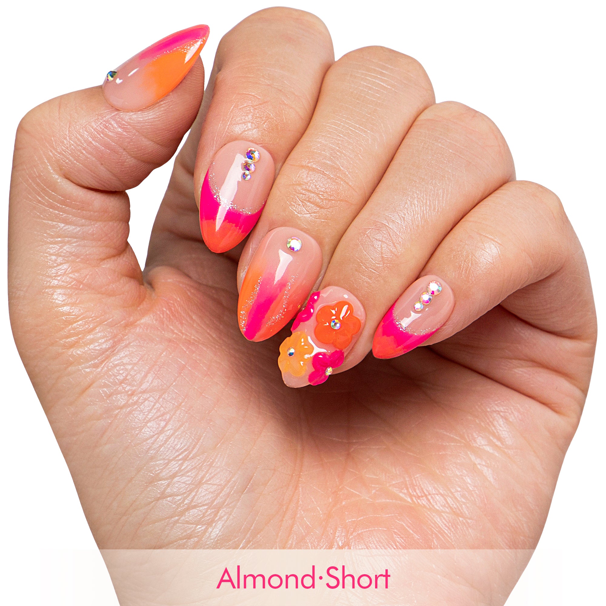 Kiss Me at Sunset Handmade Nails GLOW IN THE DARK H624