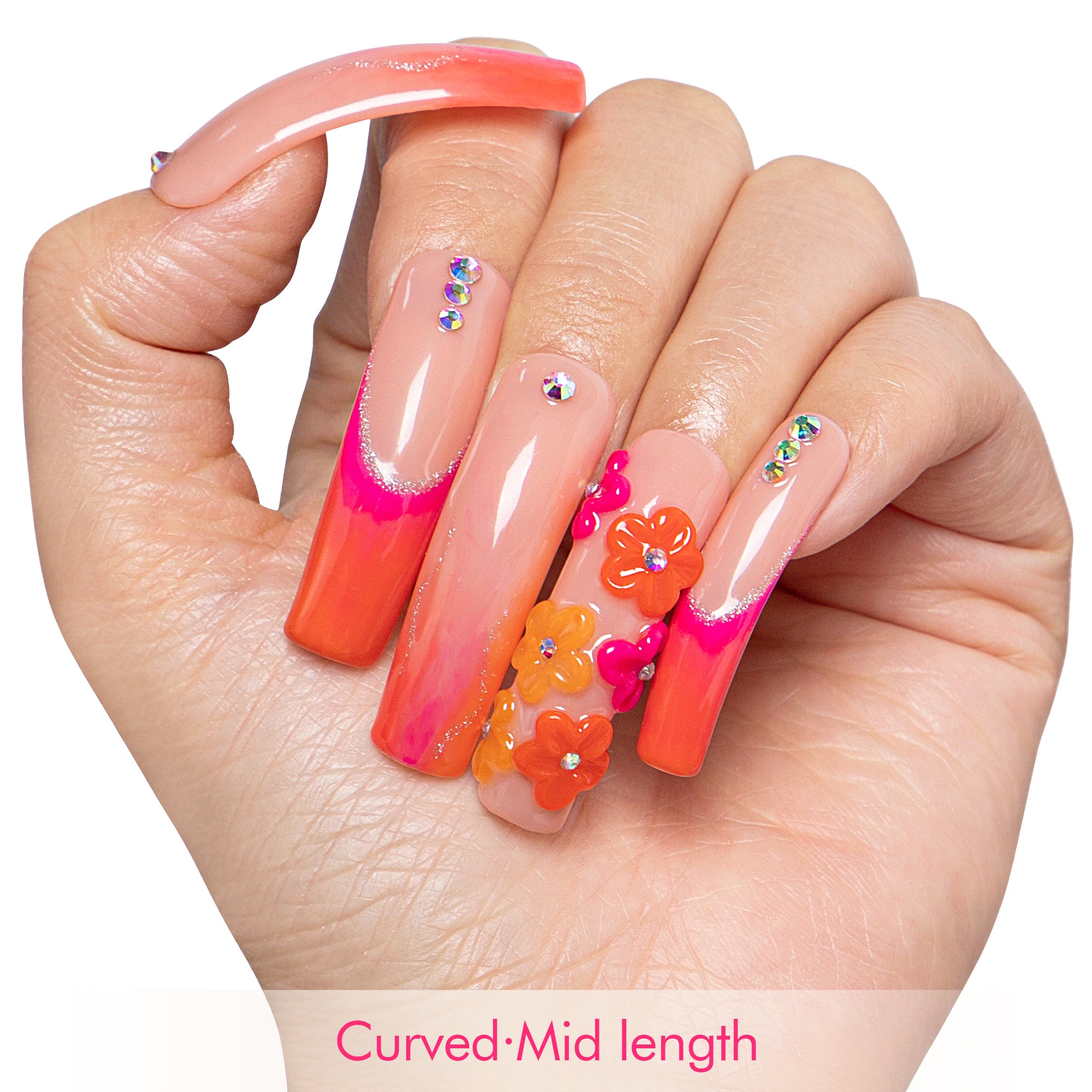 Kiss Me at Sunset Handmade Nails GLOW IN THE DARK H624