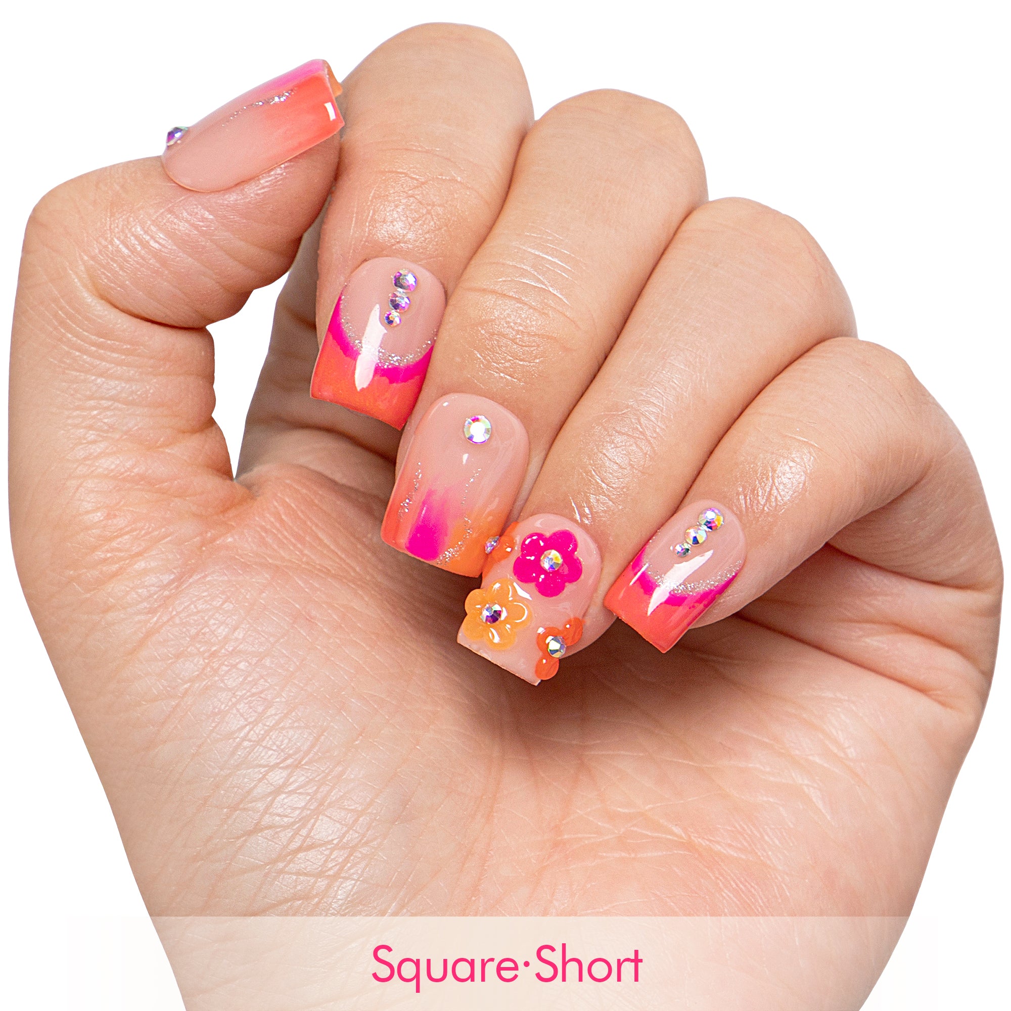 Kiss Me at Sunset Handmade Nails GLOW IN THE DARK H624