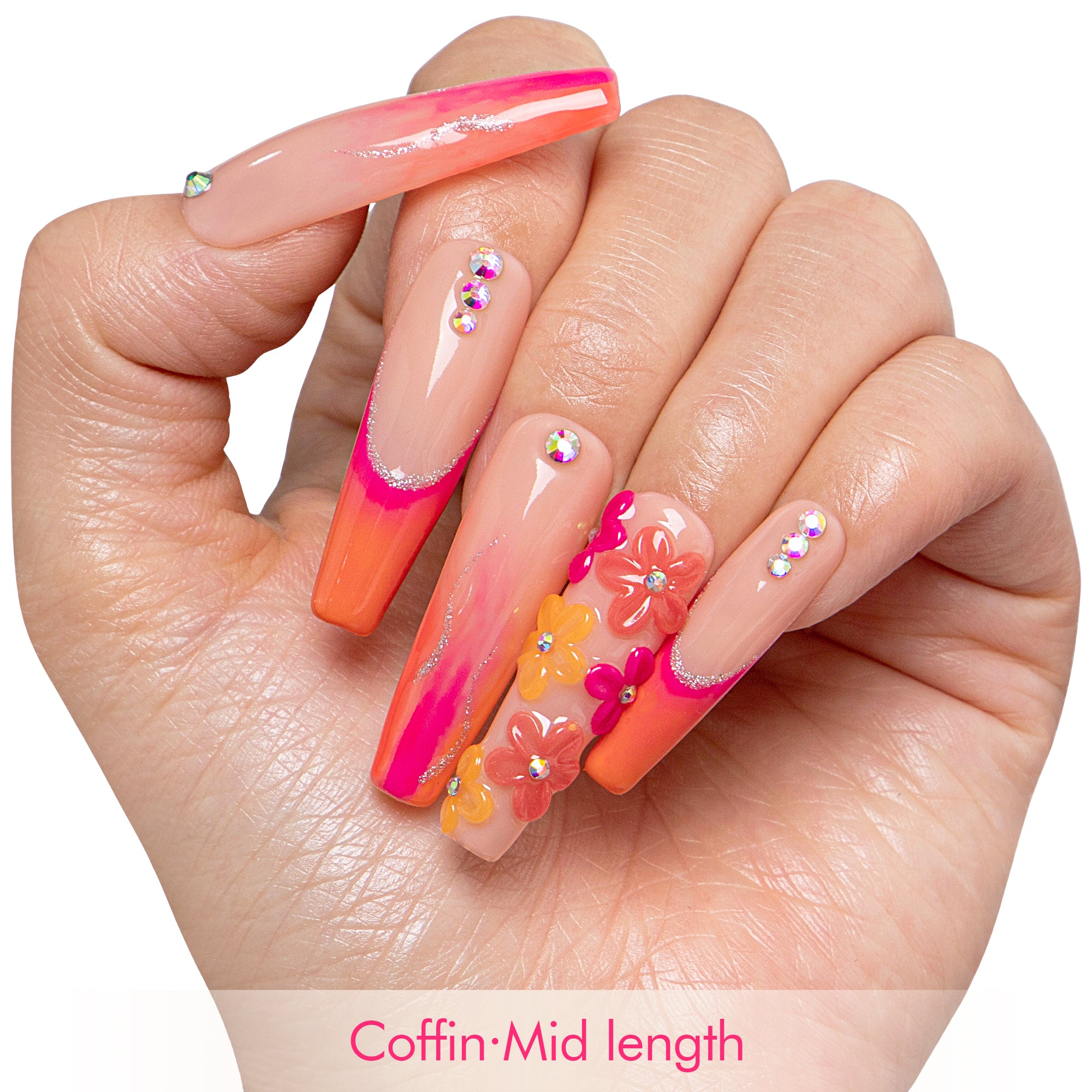 Kiss Me at Sunset Handmade Nails GLOW IN THE DARK H624