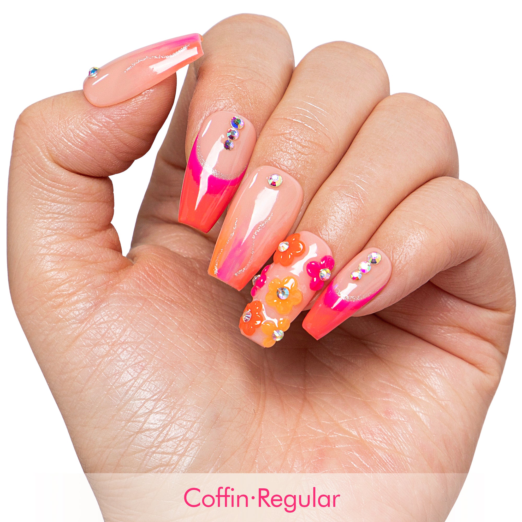 Kiss Me at Sunset Handmade Nails GLOW IN THE DARK H624