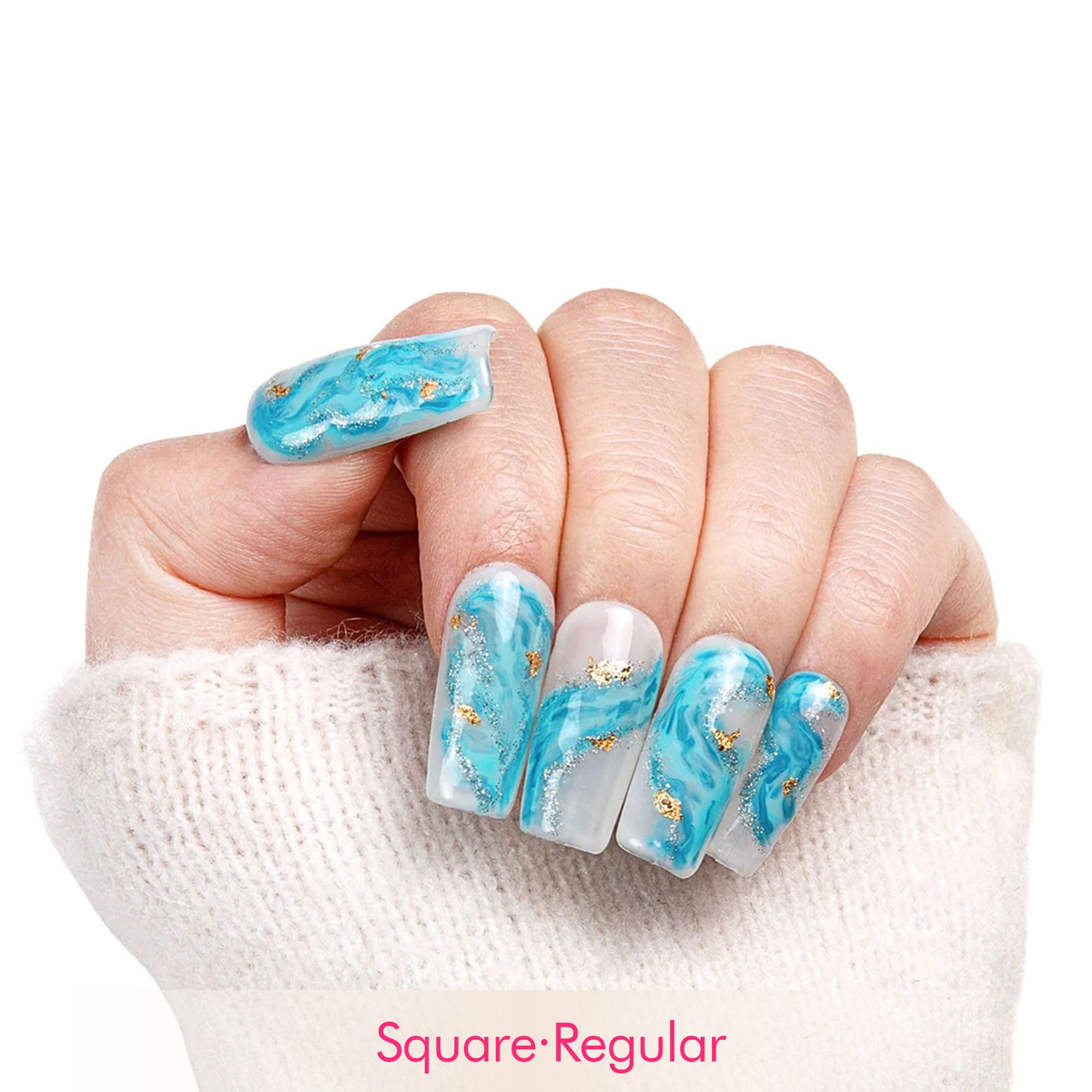 Blue Bay Wave Blue Handmade Nails H63