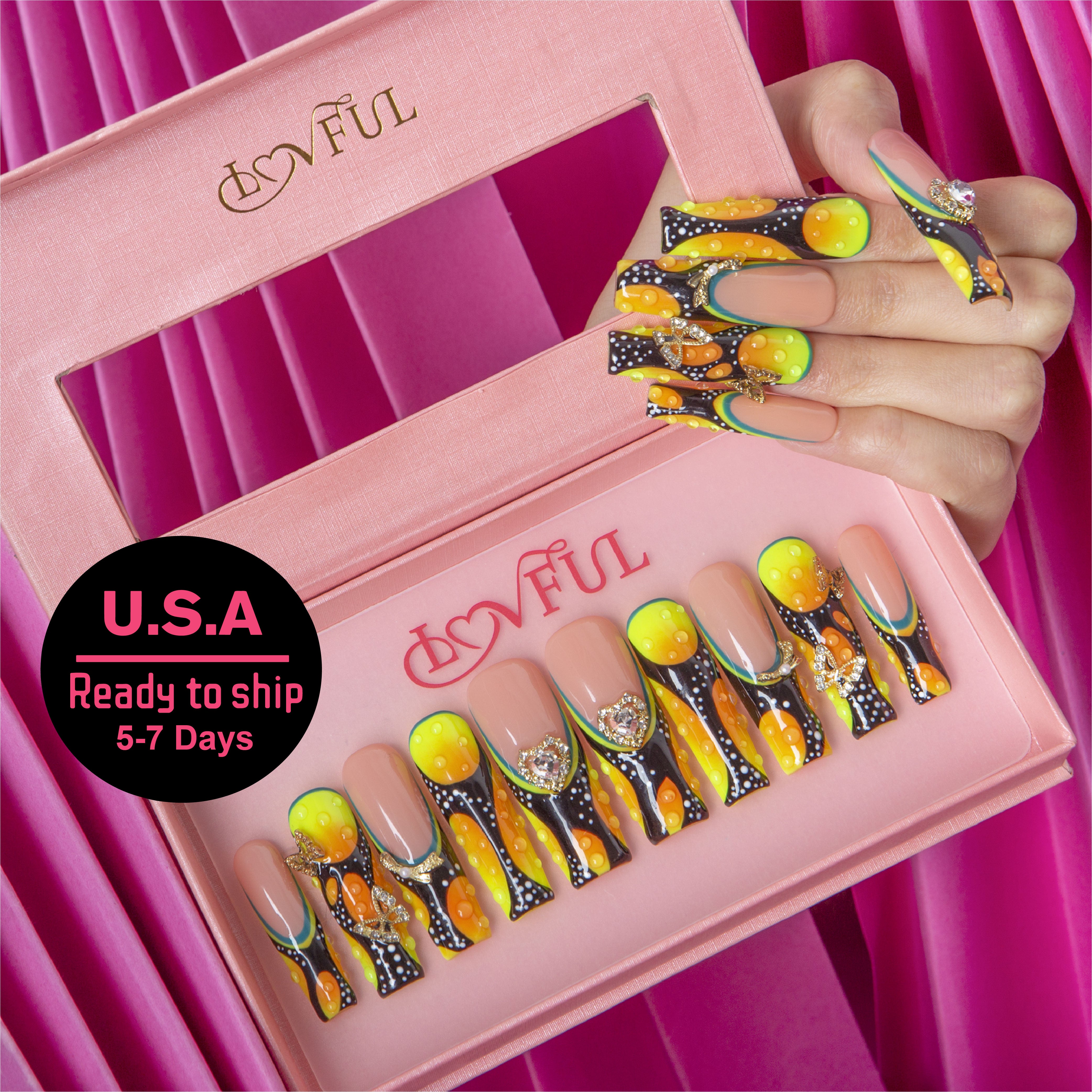 Butterfly Confessions Handmade Square Nails H630 RTS