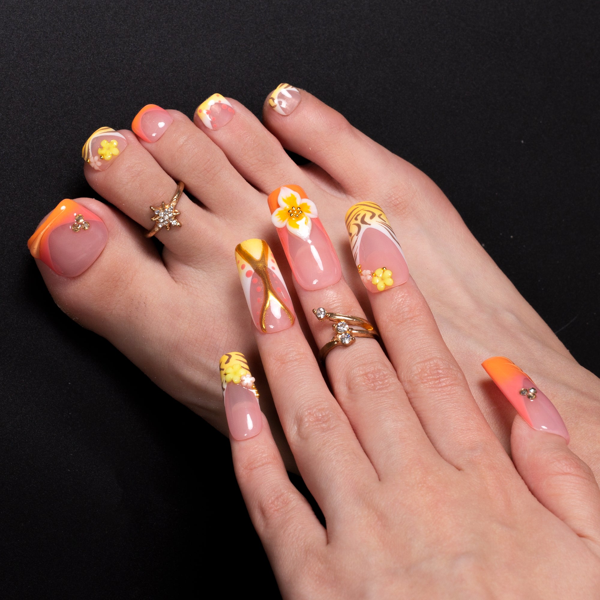 Poolside Drama Combo Set Handmade Nails H635+T635